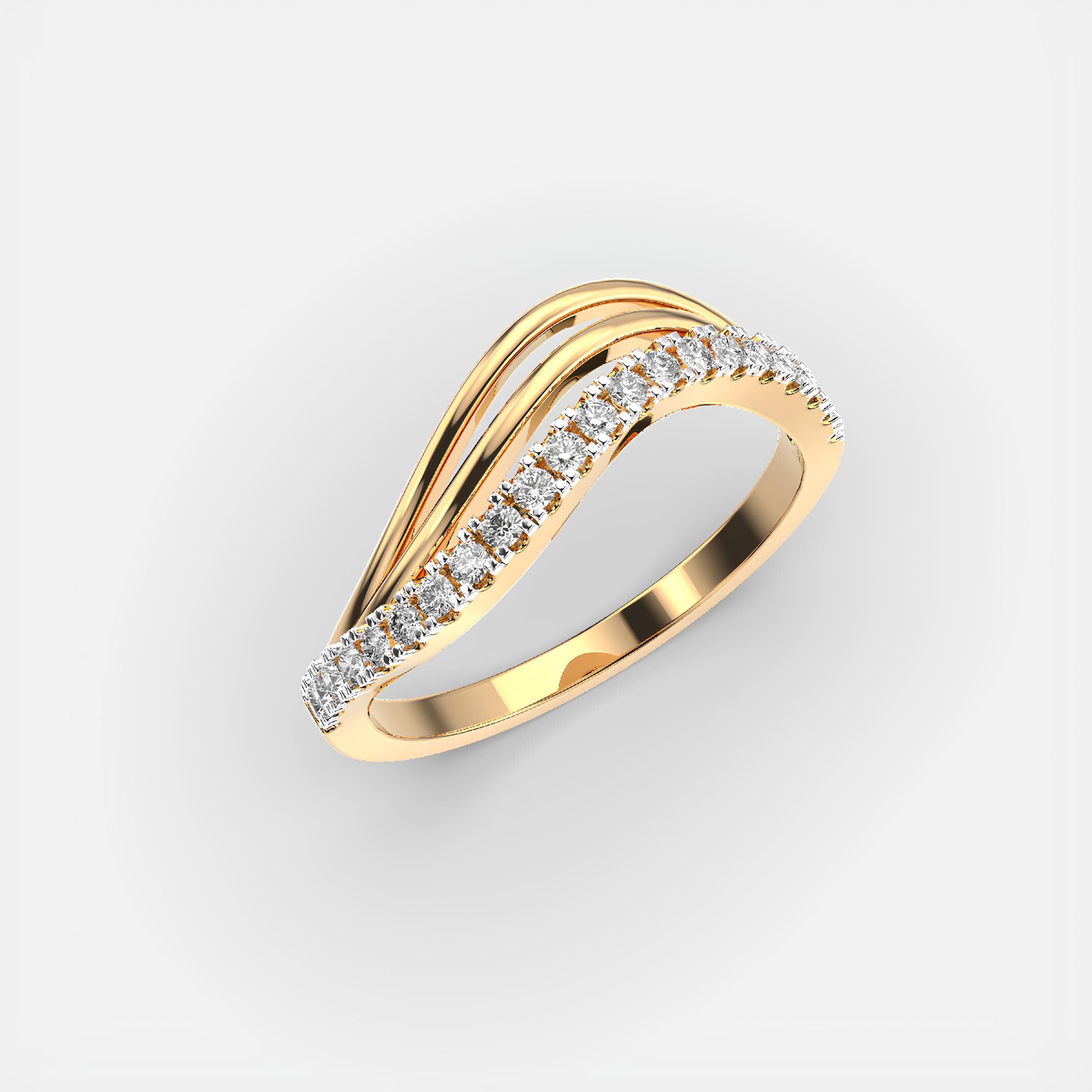 Round EF VS/SI Lab-Created Diamond Half Eternity Wedding Band – 14K Solid Gold