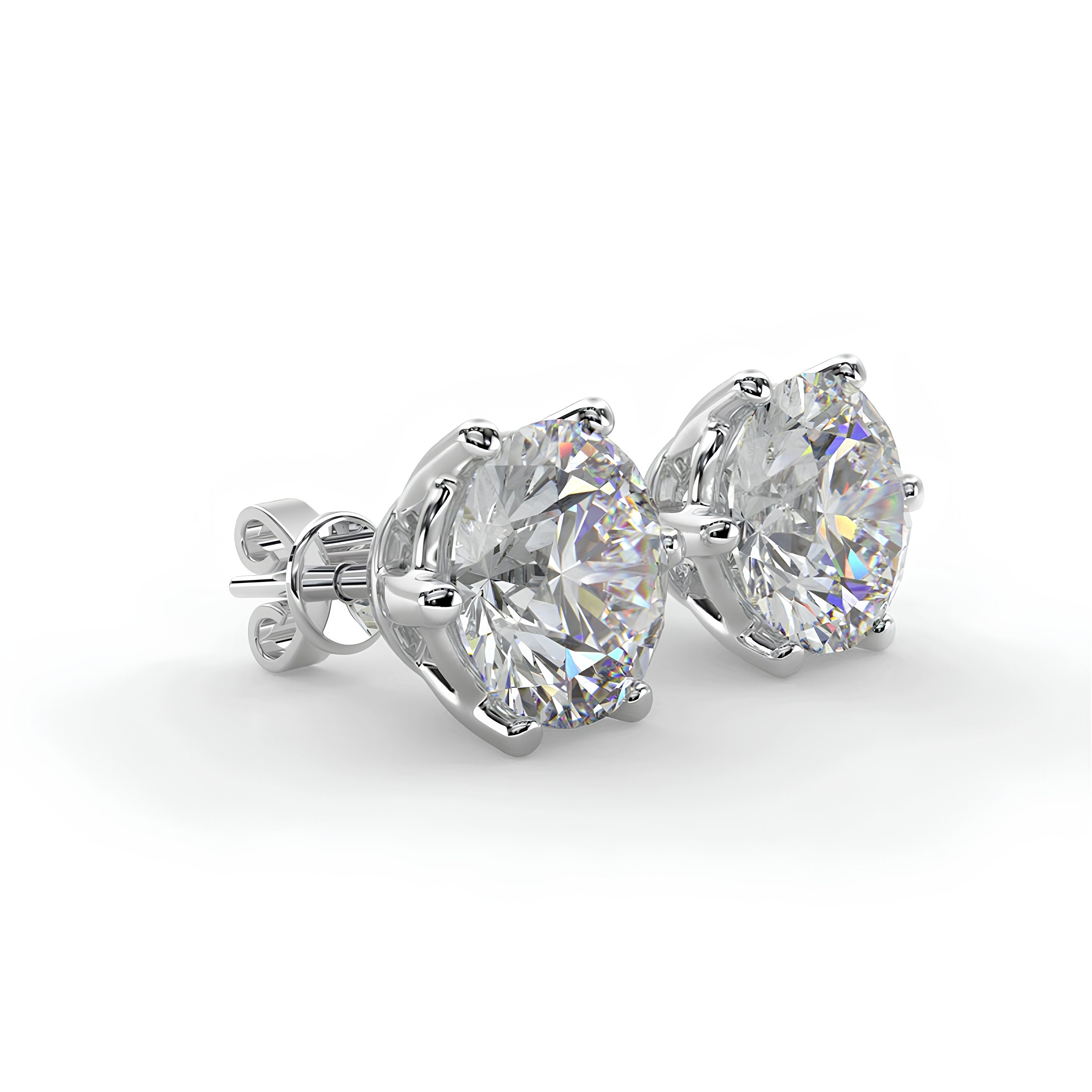 0.25–4.00 Ct Round Cut Lab-Grown Diamond Stud Earrings 6-Prong Wedding Earrings in 14K Gold Birthday & Anniversary Gifts for Women
