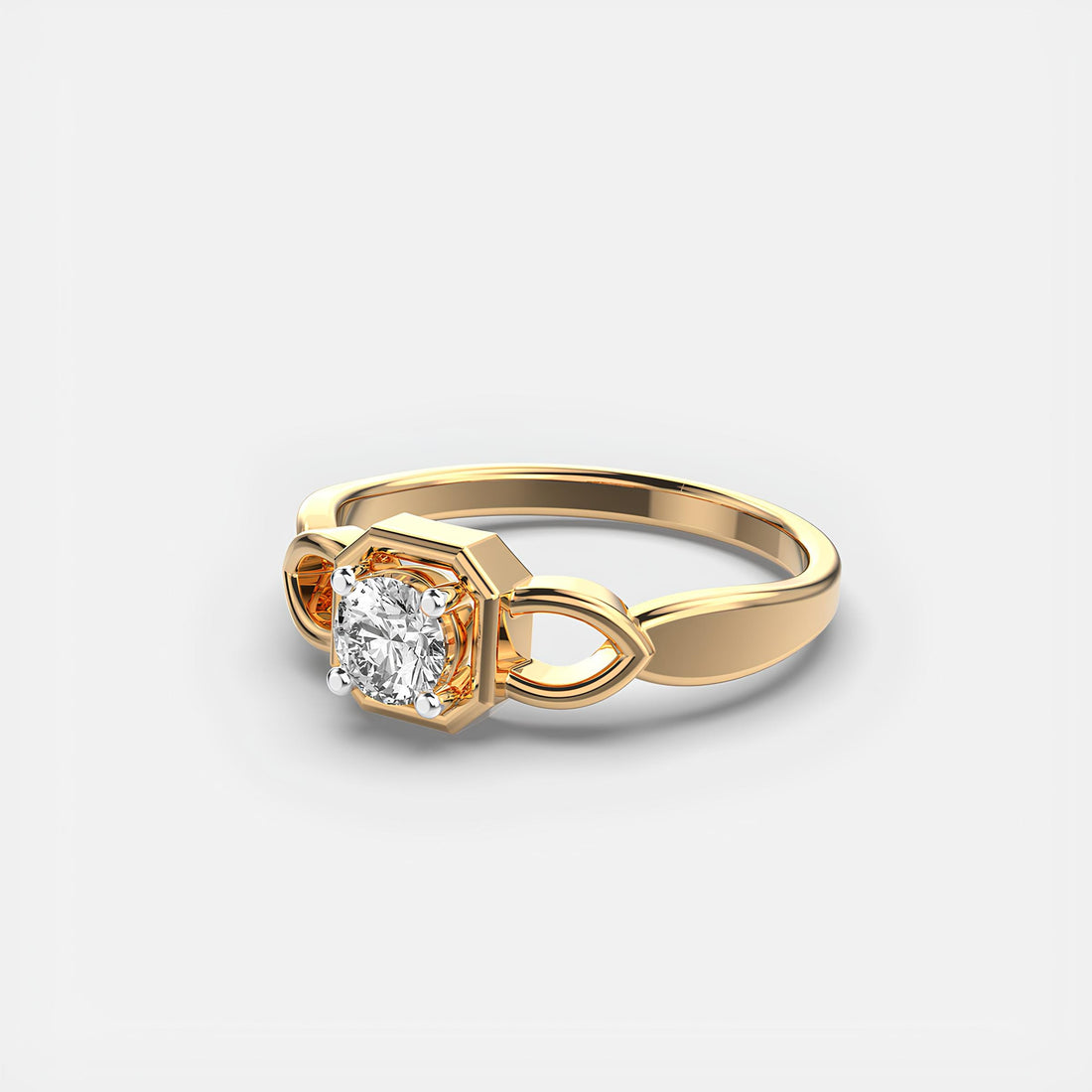 Solitaire Round EF VS/SI Lab-Grown Diamond Twisted Wedding Band – 14K Solid Gold Ring