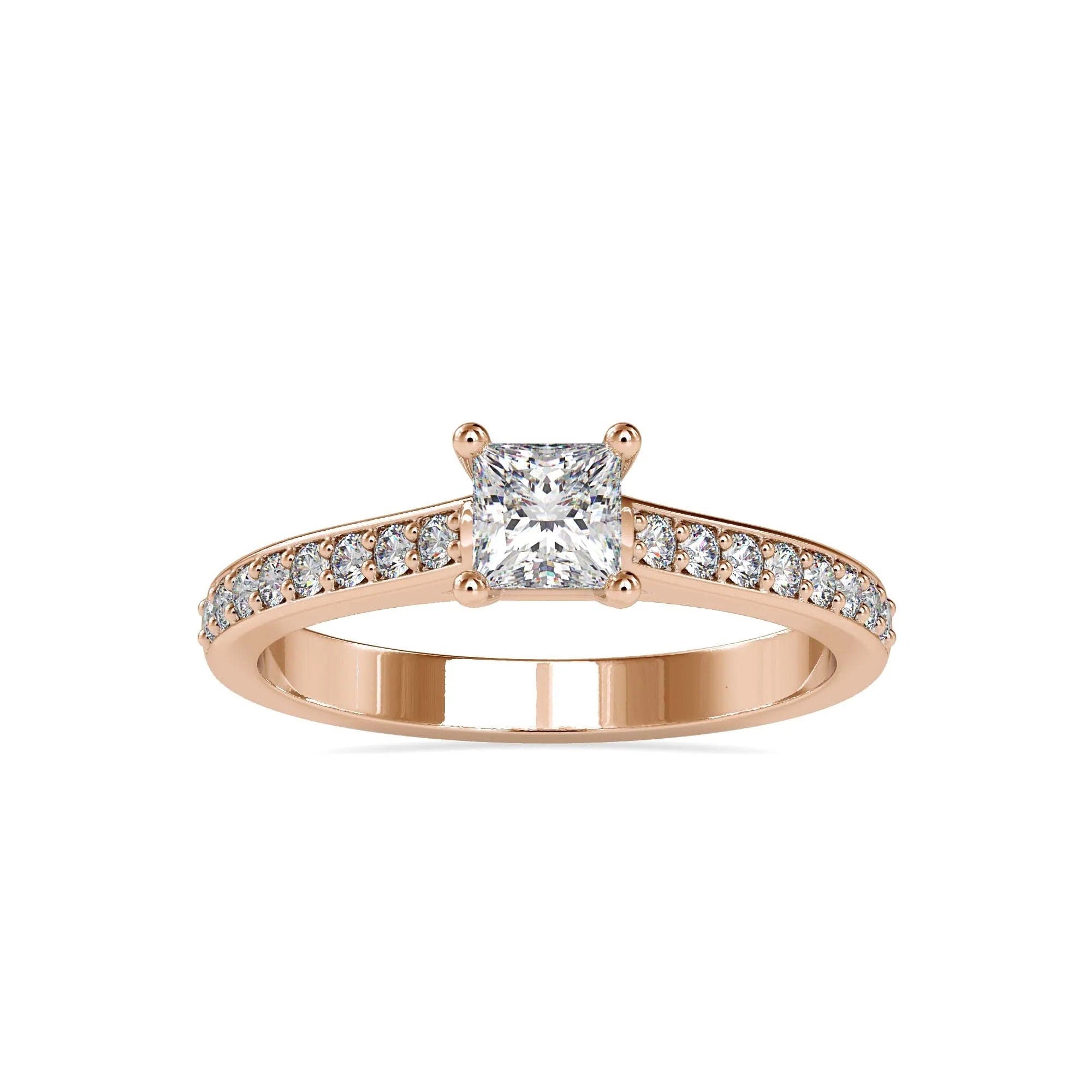Certified 0.50 Ct Lab Grown Delight Princess Diamond Solitaire Engagement Ring / Real Solid Gold Ring / Wedding & Anniversary Ring For Gift