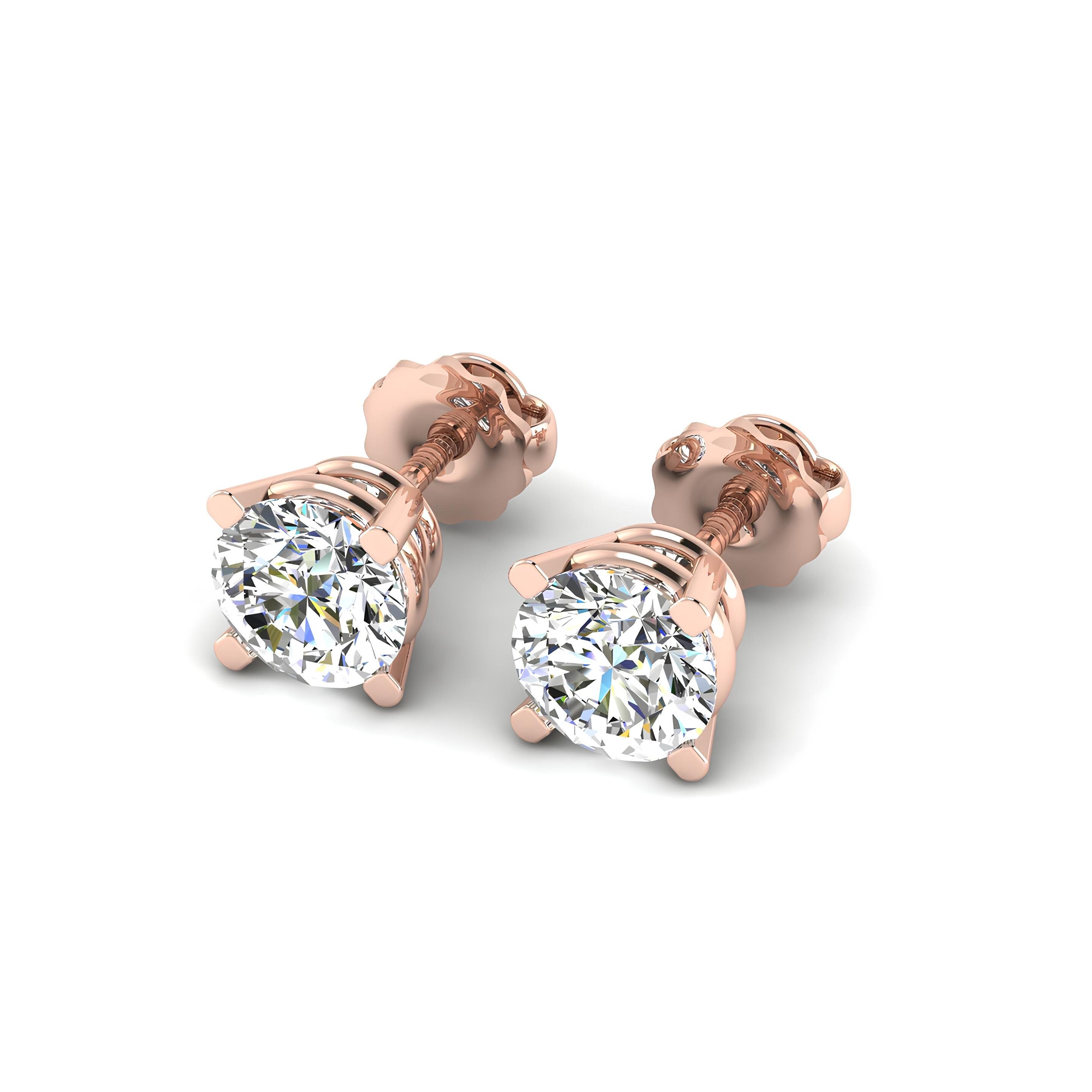 0.25 - 4.00 Carat Round Cut Lab Grown Diamond Wedding Earrings, Round Diamond Studs, Stud Earrings for Women, Birthday / Anniversary Gifts