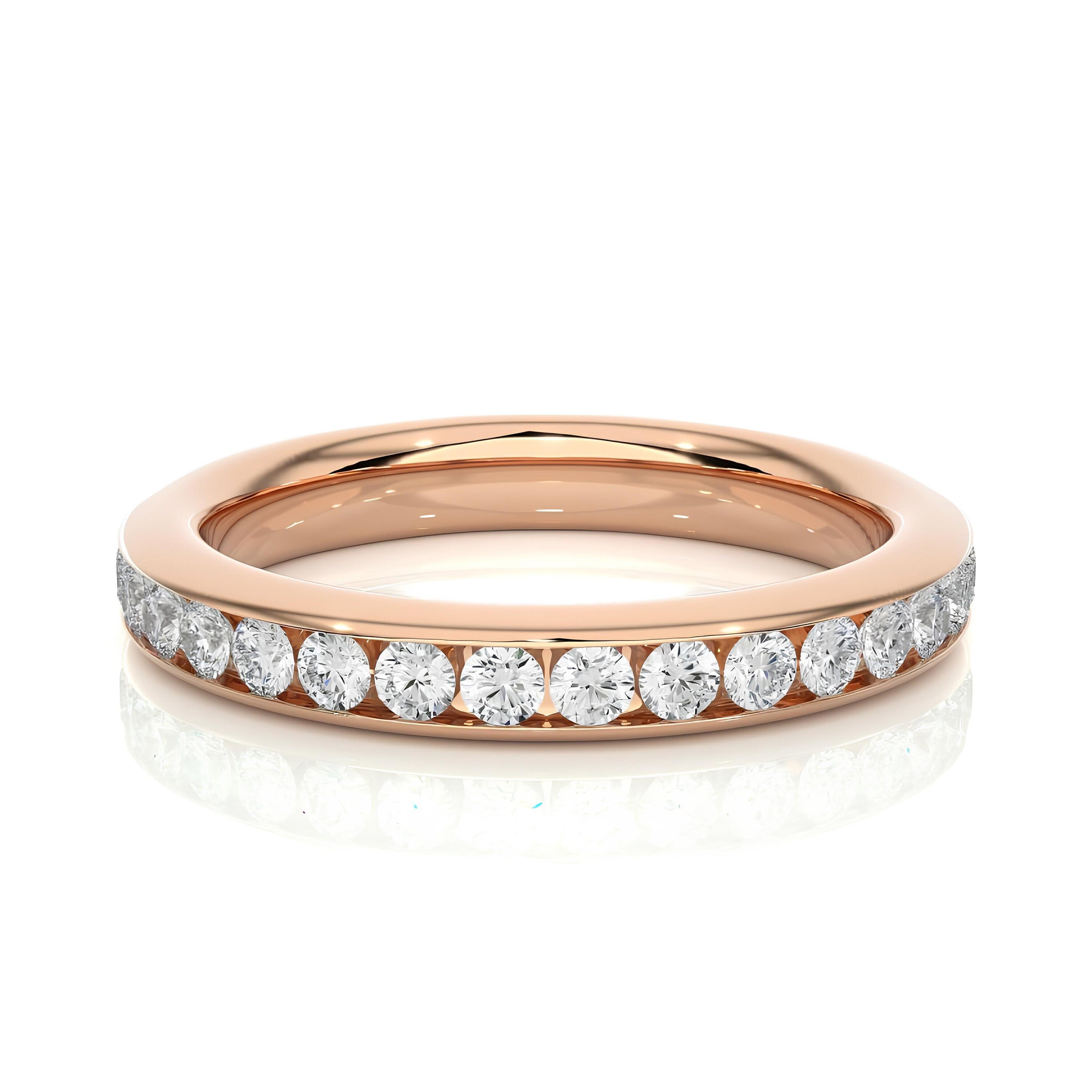 2.00MM Lab-Grown Diamond Half Eternity Band – Channel-Set VS/SI Diamonds 14K Gold | Unique Wedding Ring
