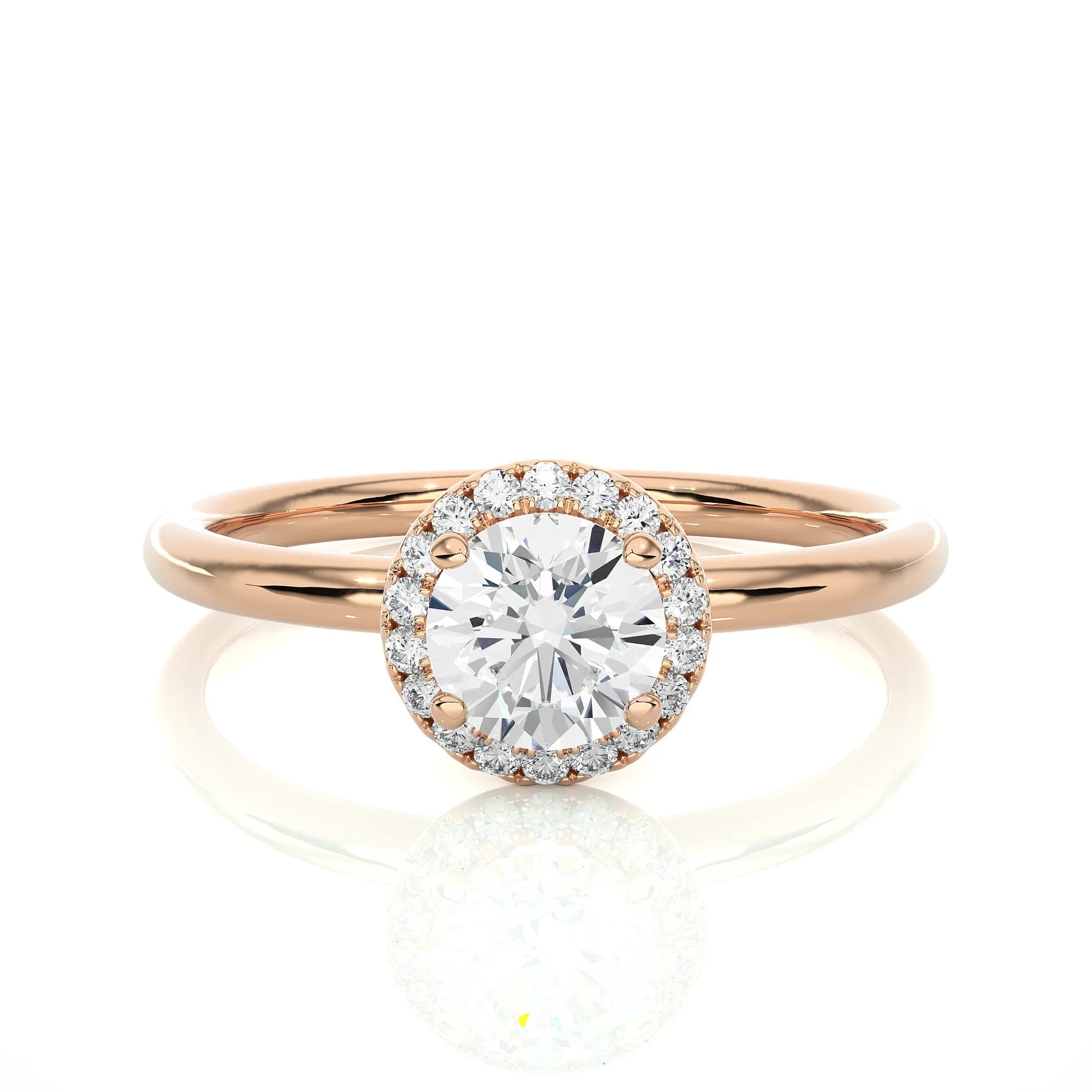 Dazzling 1.00 CTW EF VS/SI Certified Lab Grown Diamond Halo Engagement Ring in 14K Gold |