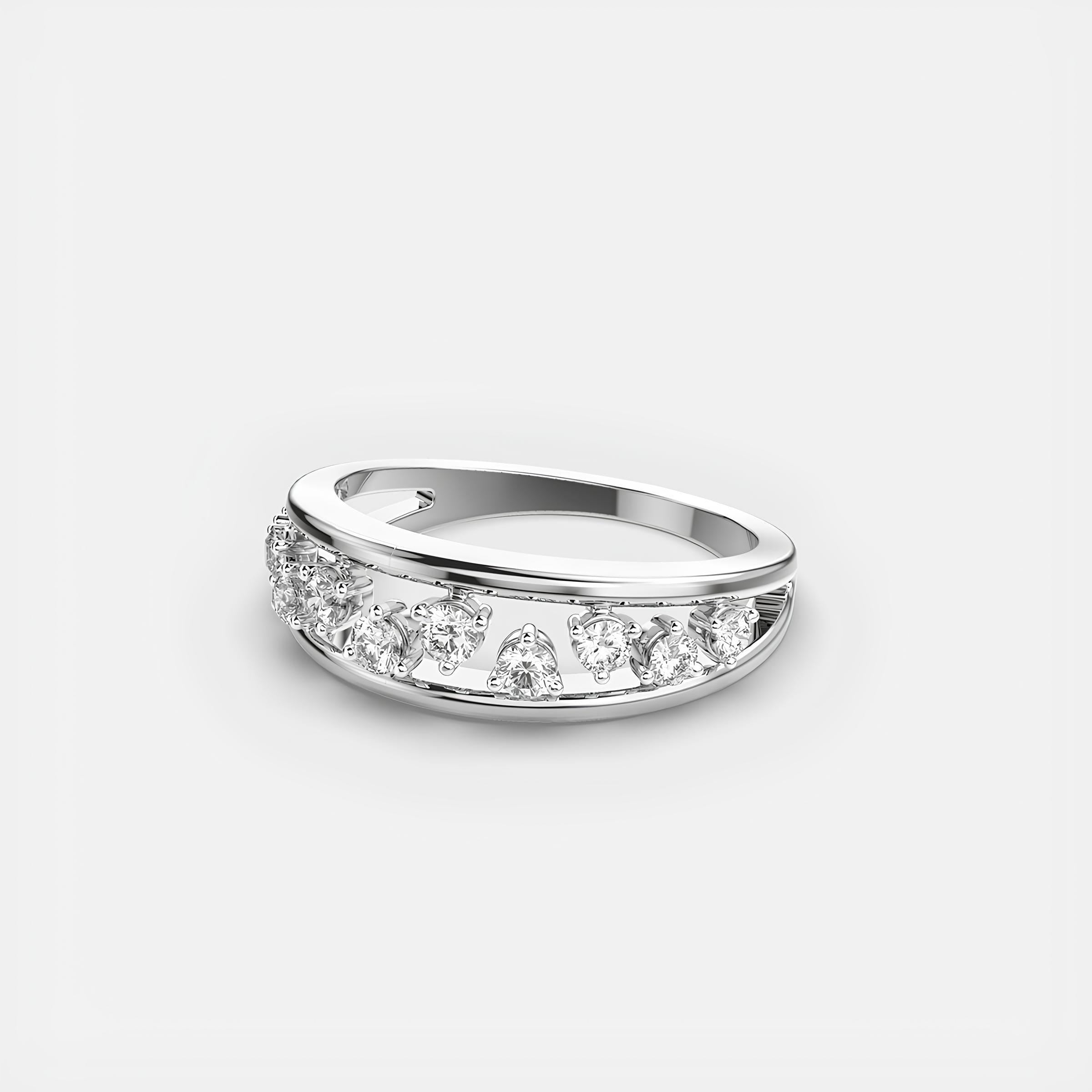 Valentine Forever EF Lab Grown Diamond Half Eternity Wedding Band 14K Solid Gold