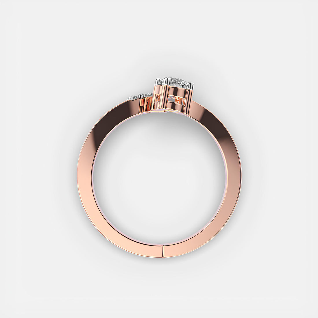 Serenity Diamond Ring, Round Cut Diamond ,Bypass Ring ,Lab Grown Diamond ,Engagement Ring, lab Created Diamond Ring