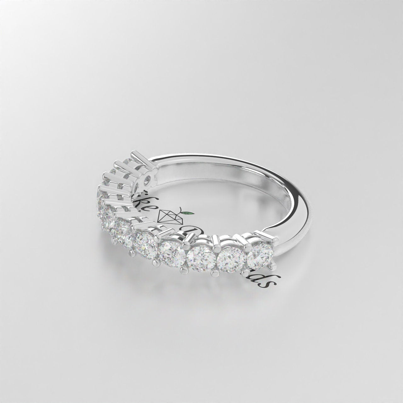 Beautiful 3.00 mm Round Brilliant Cut Lab Diamond Half Eternity Wedding Band  EF VS/SI Stackable Bridal Ring