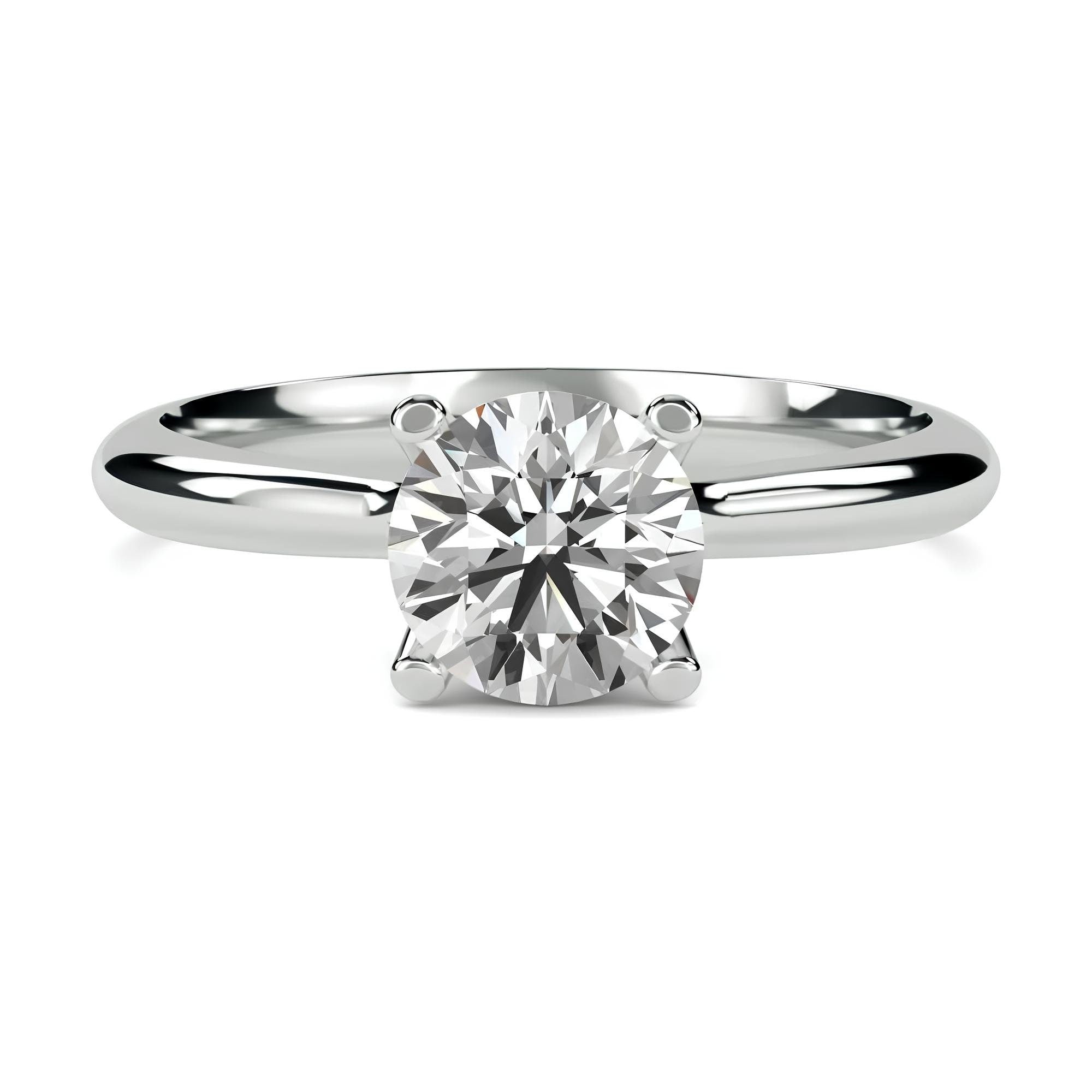 Round Cut Lab Grown EF VS/SI Diamond Solitaire Engagement Ring / 14K Solid Gold Wedding Ring / Conflict Free IGI Certified Diamond, Valentine Gift