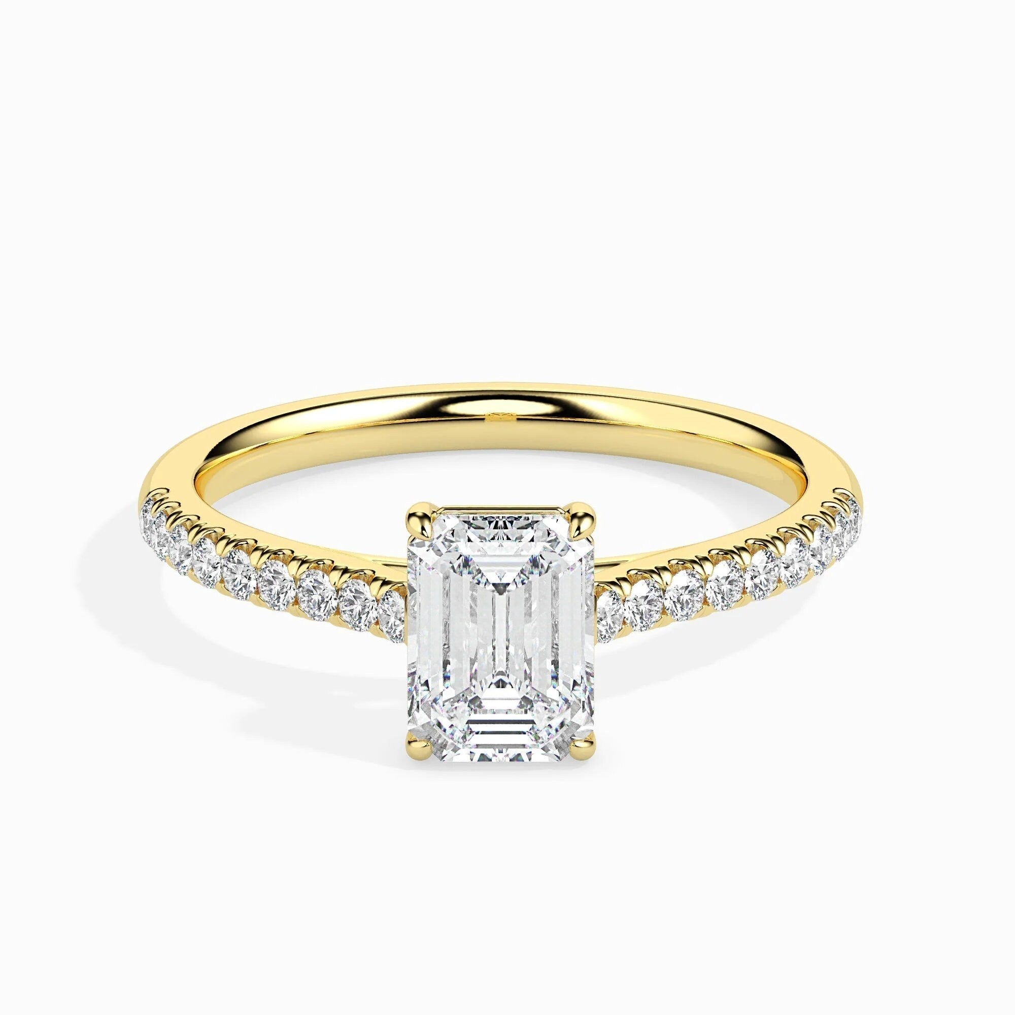Certified 0.50 Ct EF VS/SI Lab-Grown Emerald Cut Diamond Solitaire Engagement Ring – Conflict-Free Diamond Set in 14K Solid Gold
