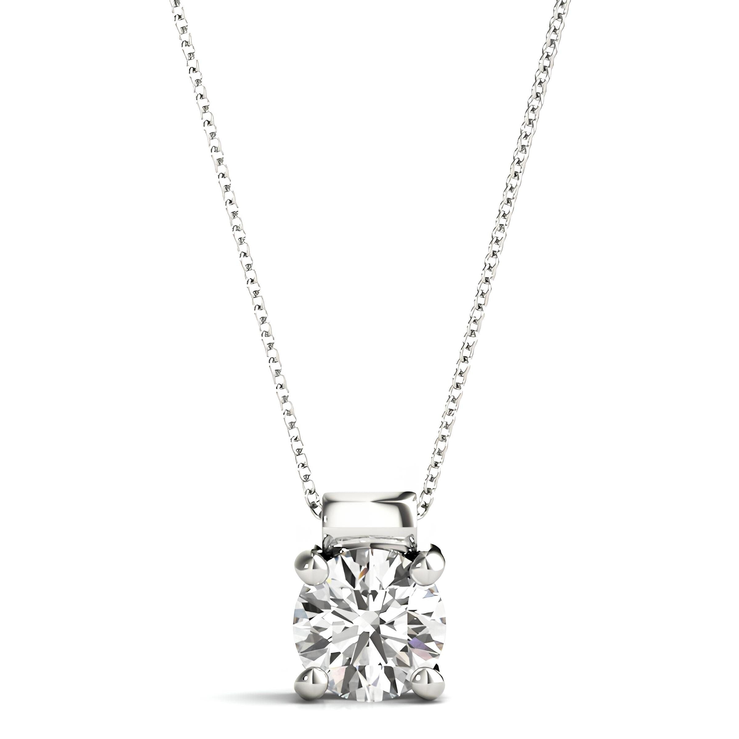 Solitaire 0.50 to 2.00 Ctw IGI / DGLA Lab Grown Round Diamond Pendant Necklace