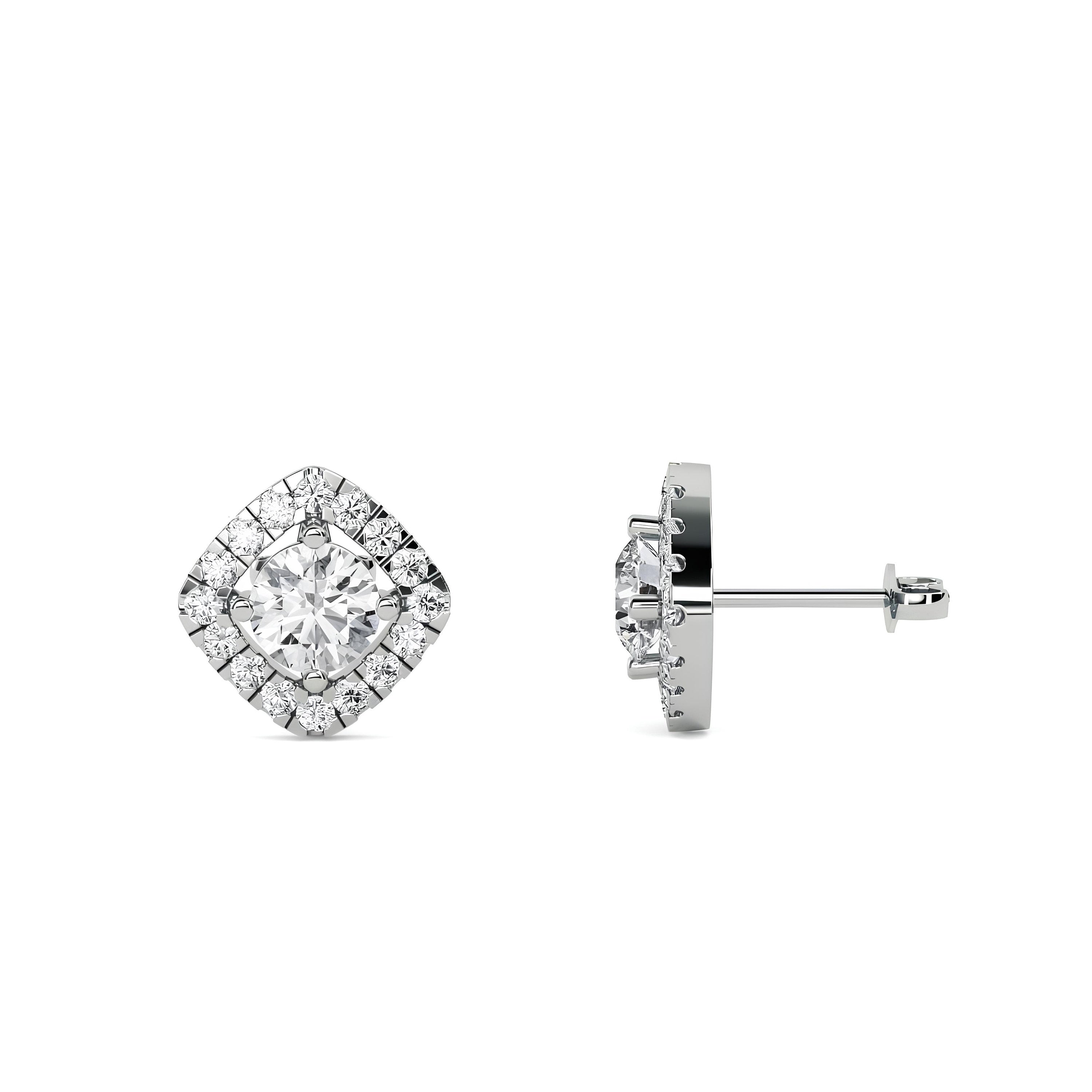 Bridesmaids Earrings IGI Certified 0.80 CTW Round Cut Lab-Grown Diamond Halo Studs EF VS/SI Clarity 14K Gold