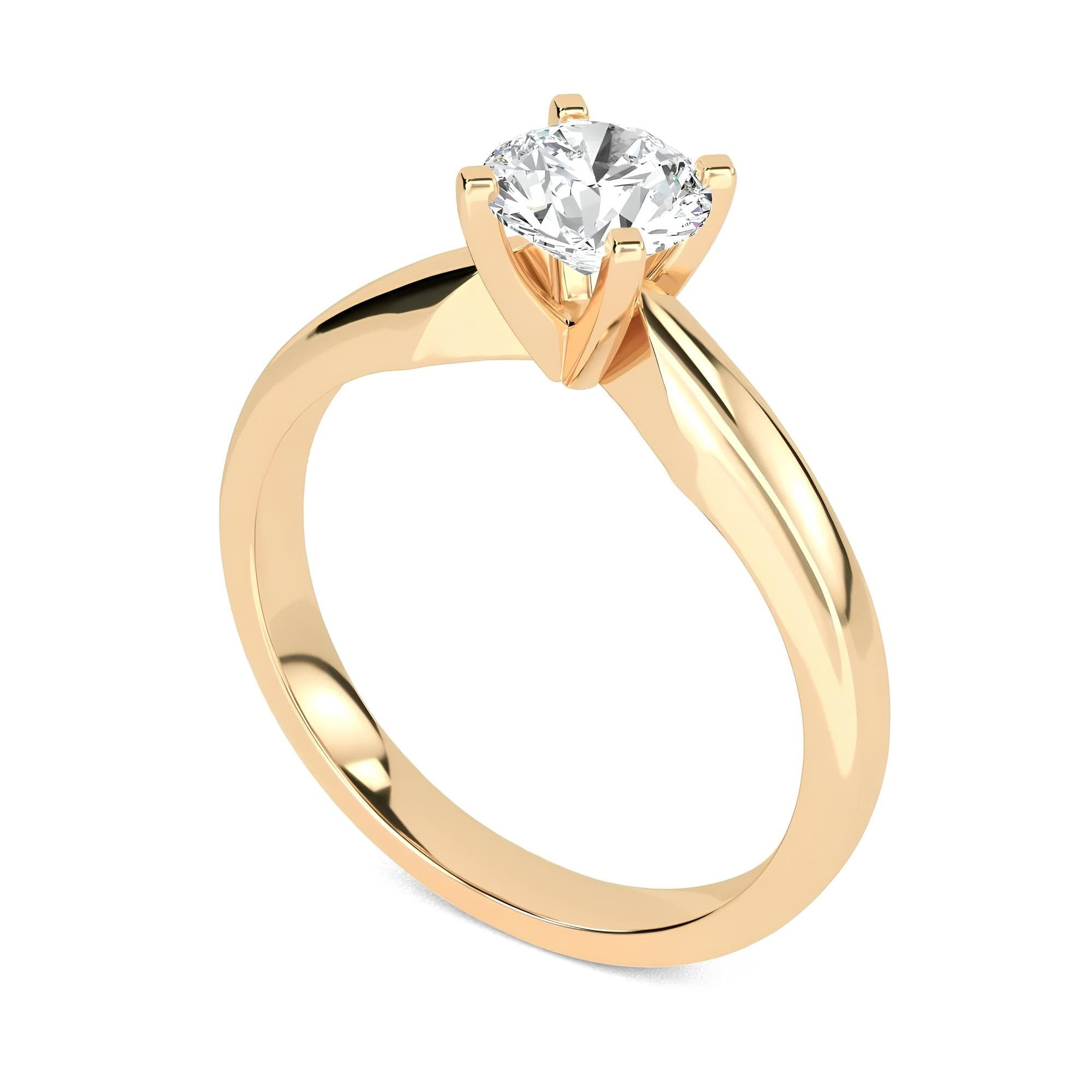 Solitaire Engagement Ring Round Cut Lab Grown EF VS/SI Diamond, 14K Solid Gold Wedding Ring, Conflict Free IGI Certified Diamond, Valentine Gift