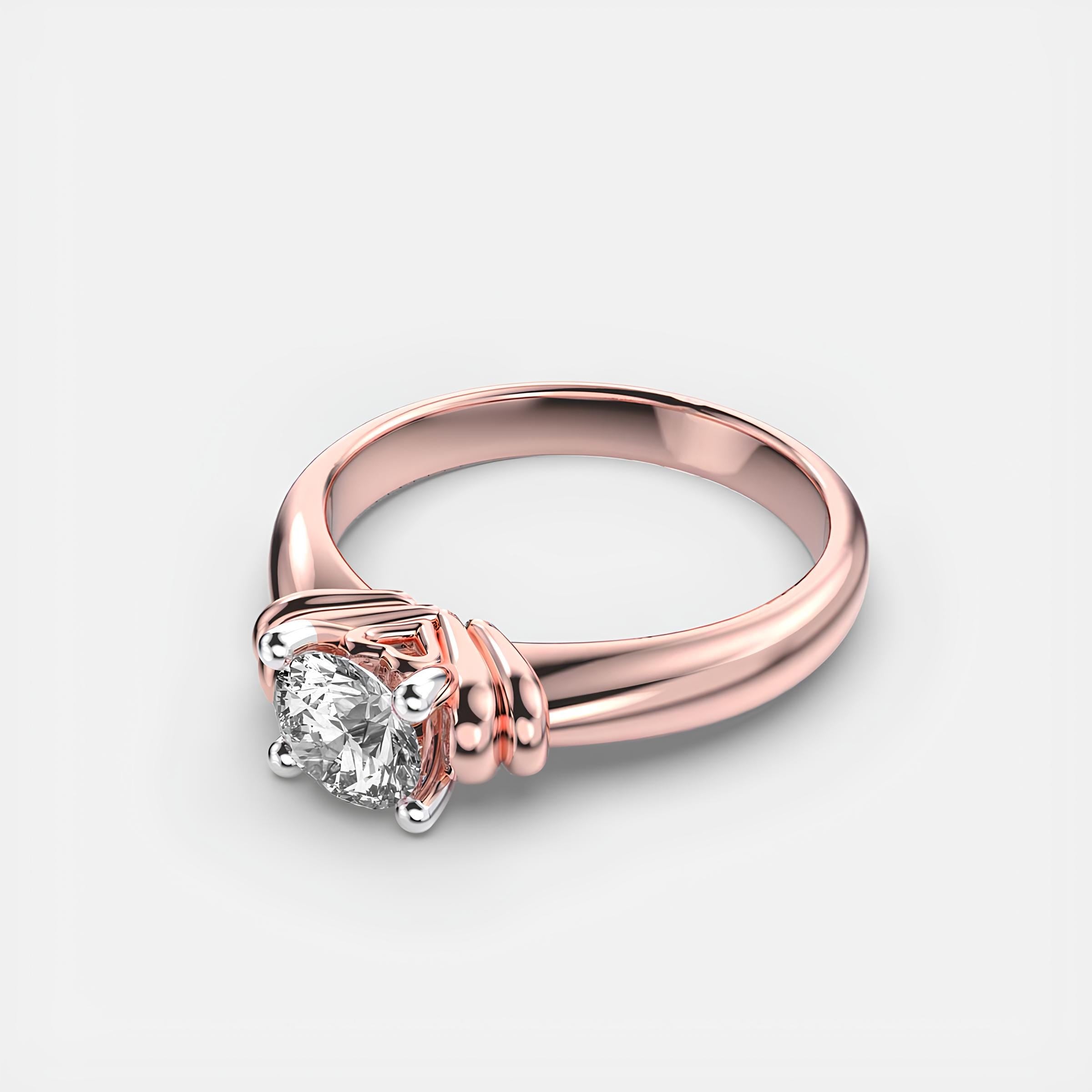 Twisted Solitaire Ring – Round EF VS/SI Lab-Created Diamond Wedding Band in 14K Gold