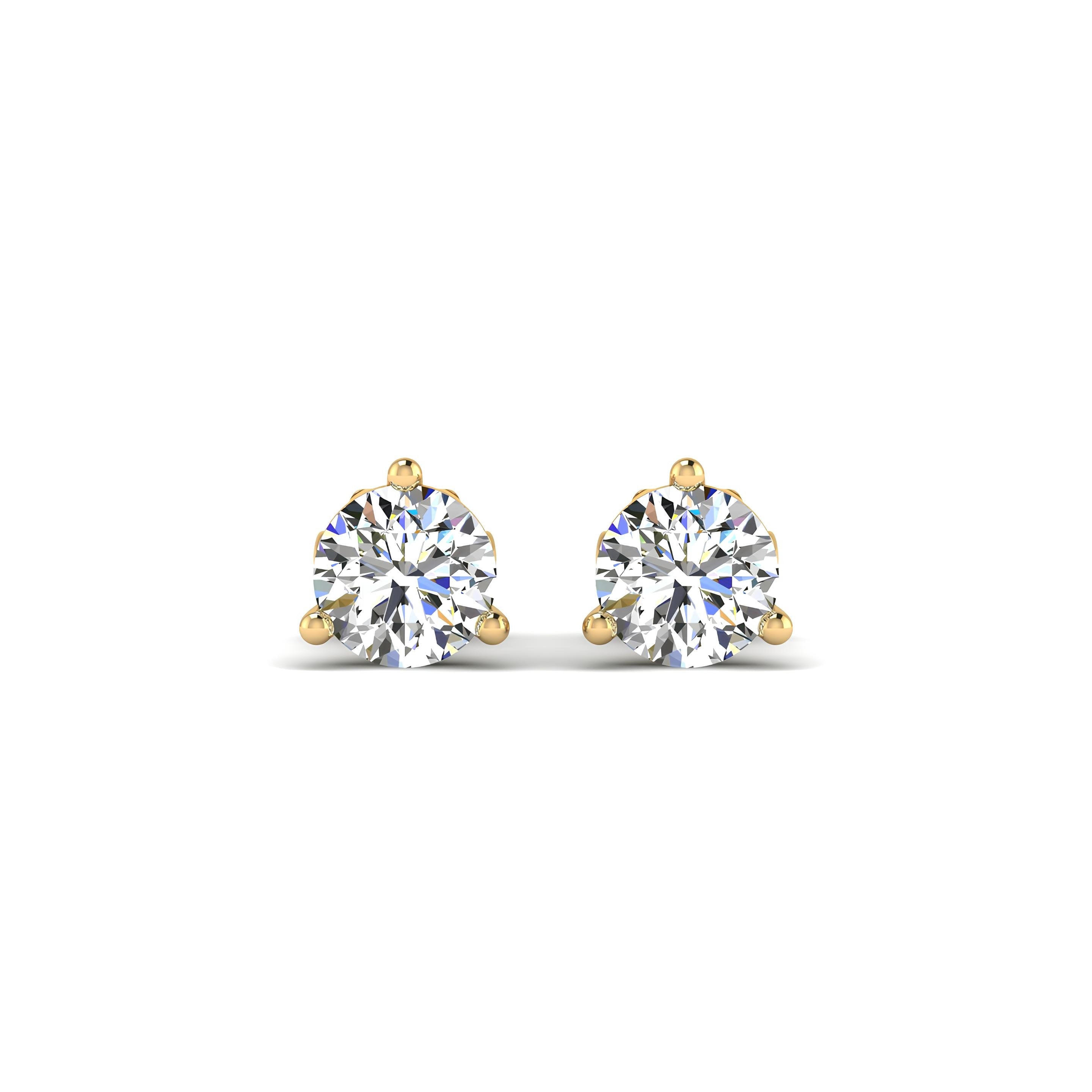 0.25–4.00 Carat Round Lab-Grown Diamond Martini Stud Earrings 14K Gold Wedding Earrings