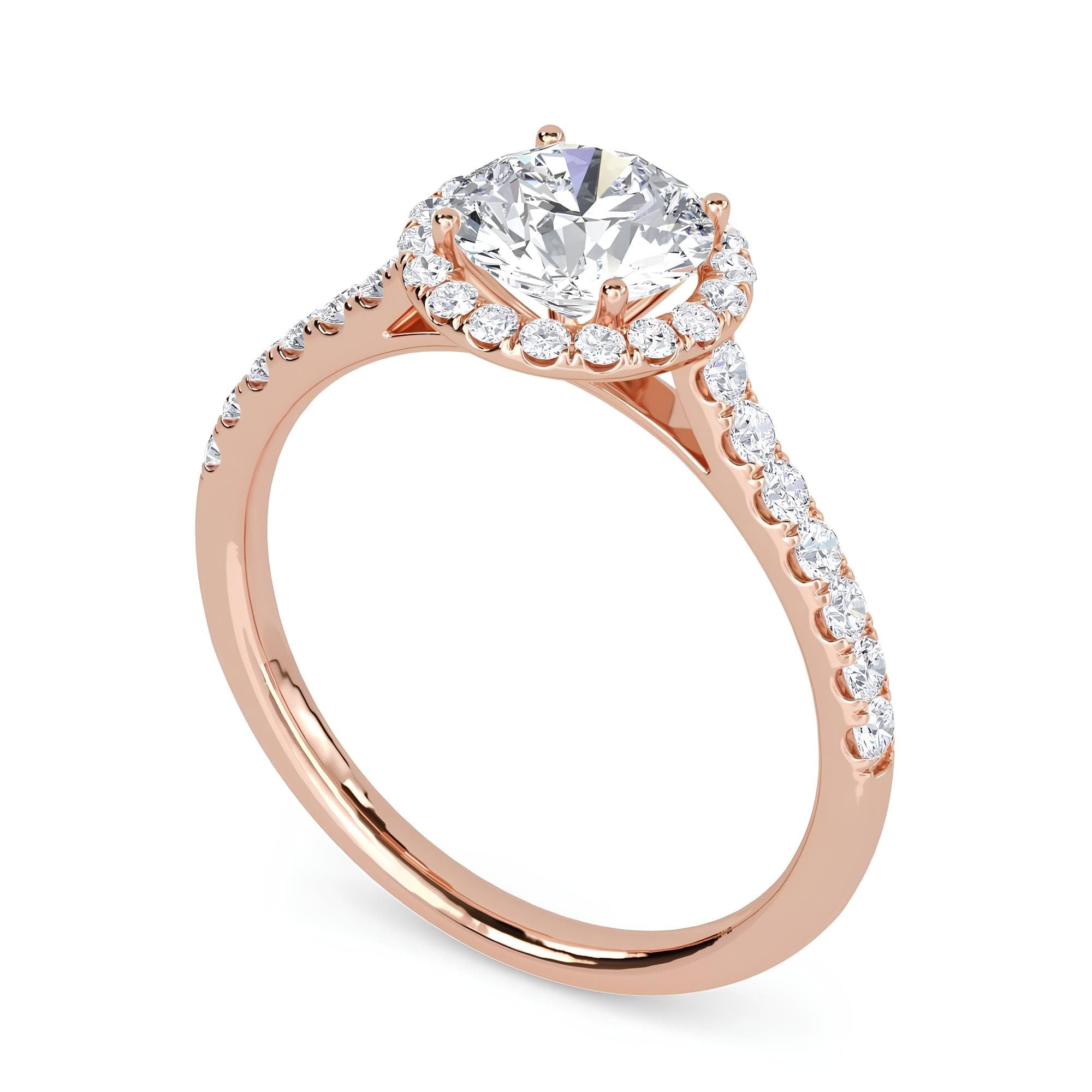 1.00 CT Round Lab-Grown Diamond Halo Engagement Ring EF VS/SI Certified Diamond in 14K Gold