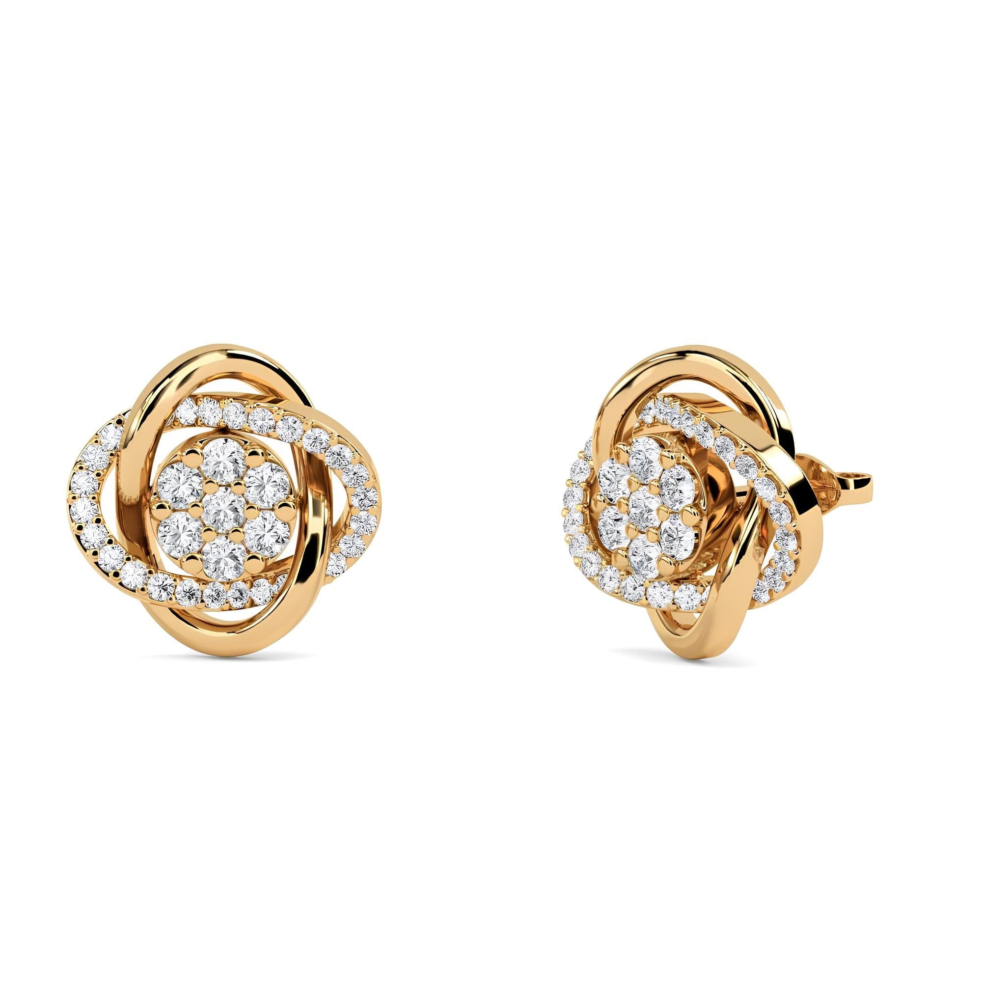 0.50 CTW Round Cut Lab-Grown Diamond Halo Knot Stud Earrings 14K Gold Perfect Valentine’s Day Gift