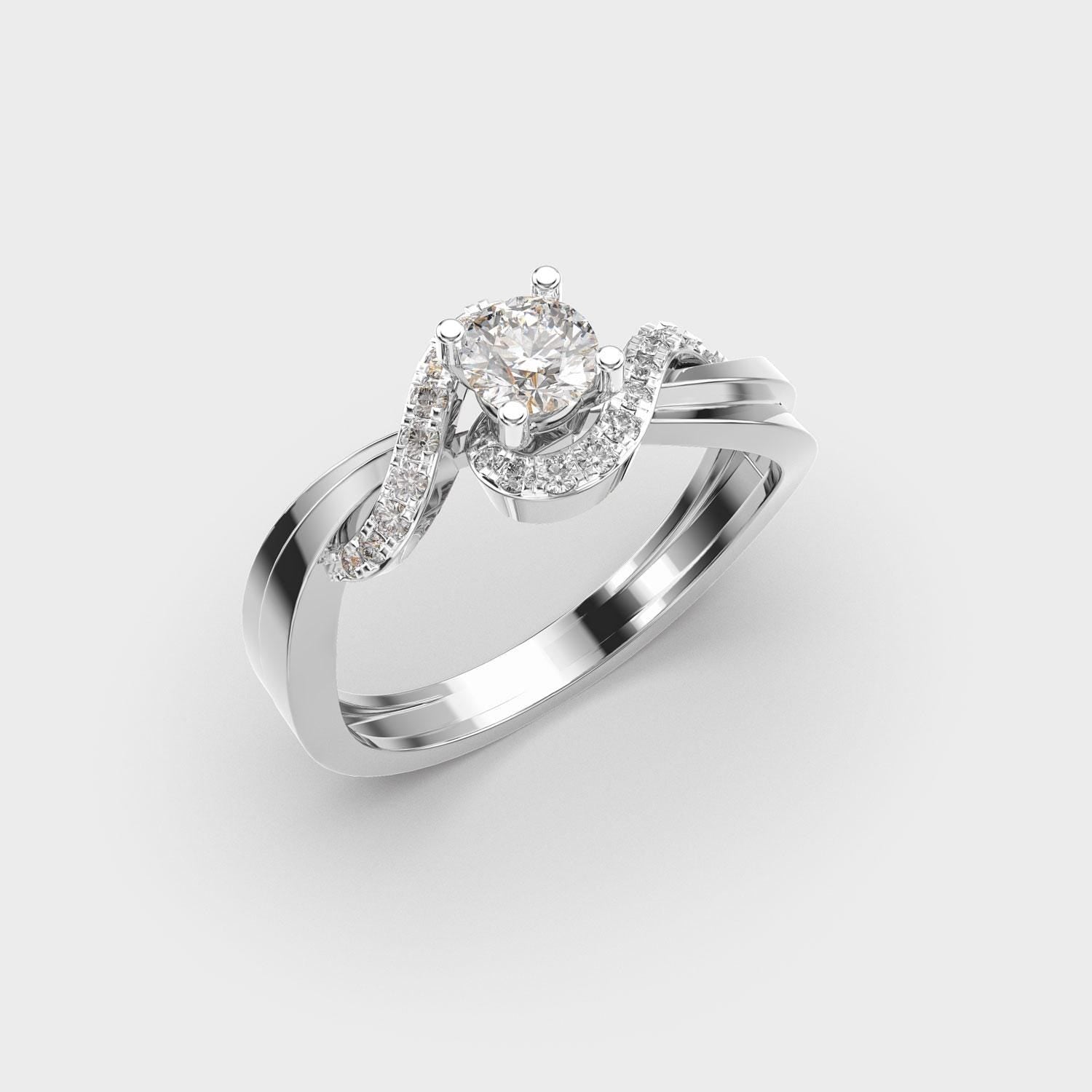 Delicate 1.00 CTW Round Lab-Grown Diamond Twisted Halo Ring Certified EF VS/SI Engagement Wedding Band