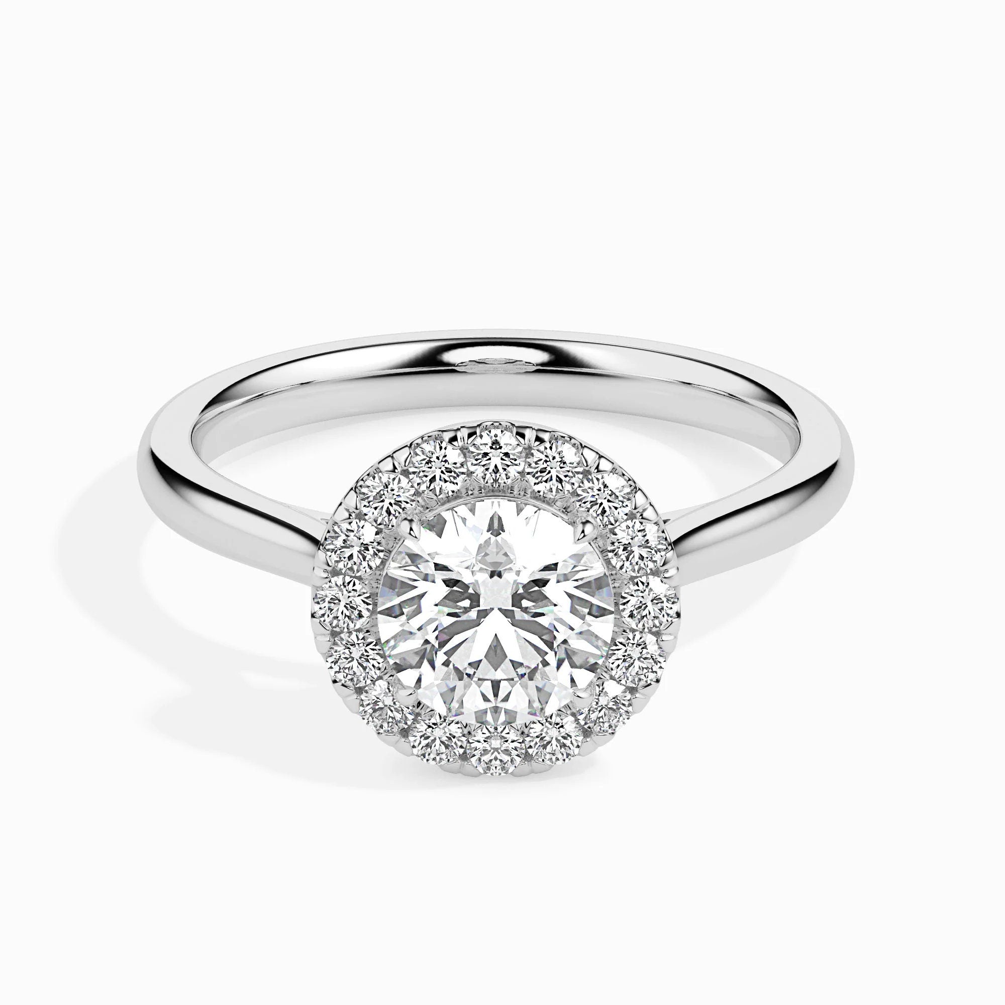 1.00 CT Certified Lab-Grown Diamond Chunky Halo Engagement Ring – 14K Real Gold Wedding Ring Accented with Conflict-Free Diamonds