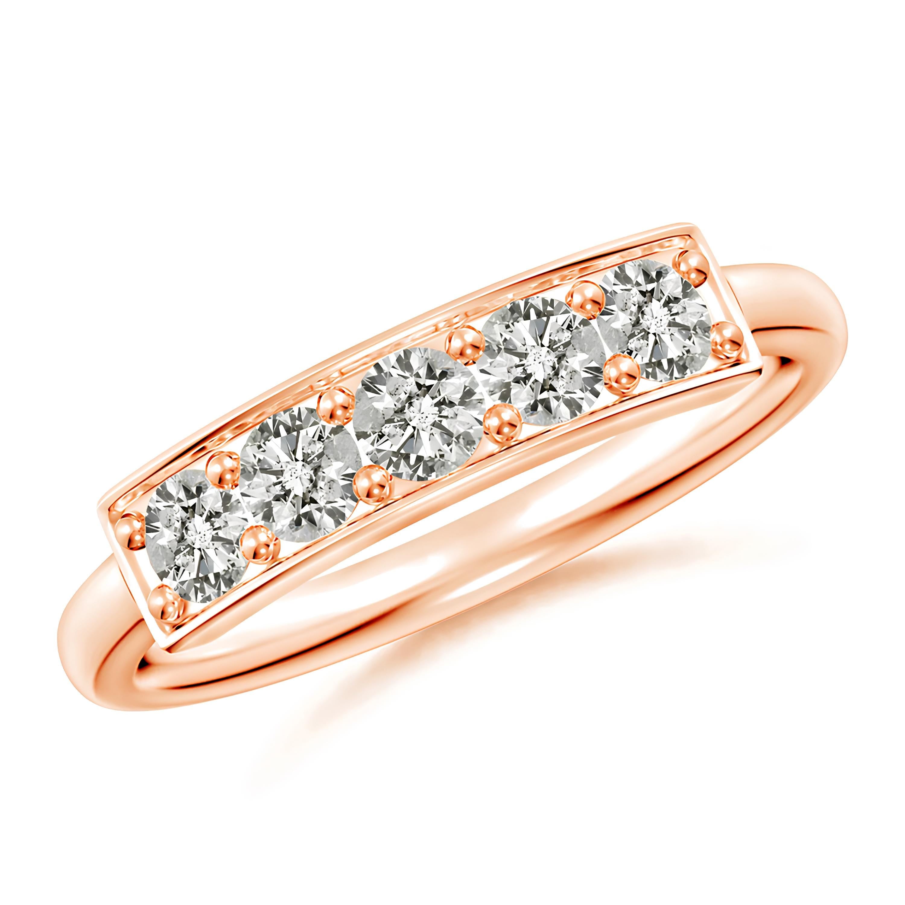 Diamond Bar Ring – EF VS/SI Lab-Created Diamonds in Solid 14K Gold | Women’s Half Eternity Engagement or Wedding Band