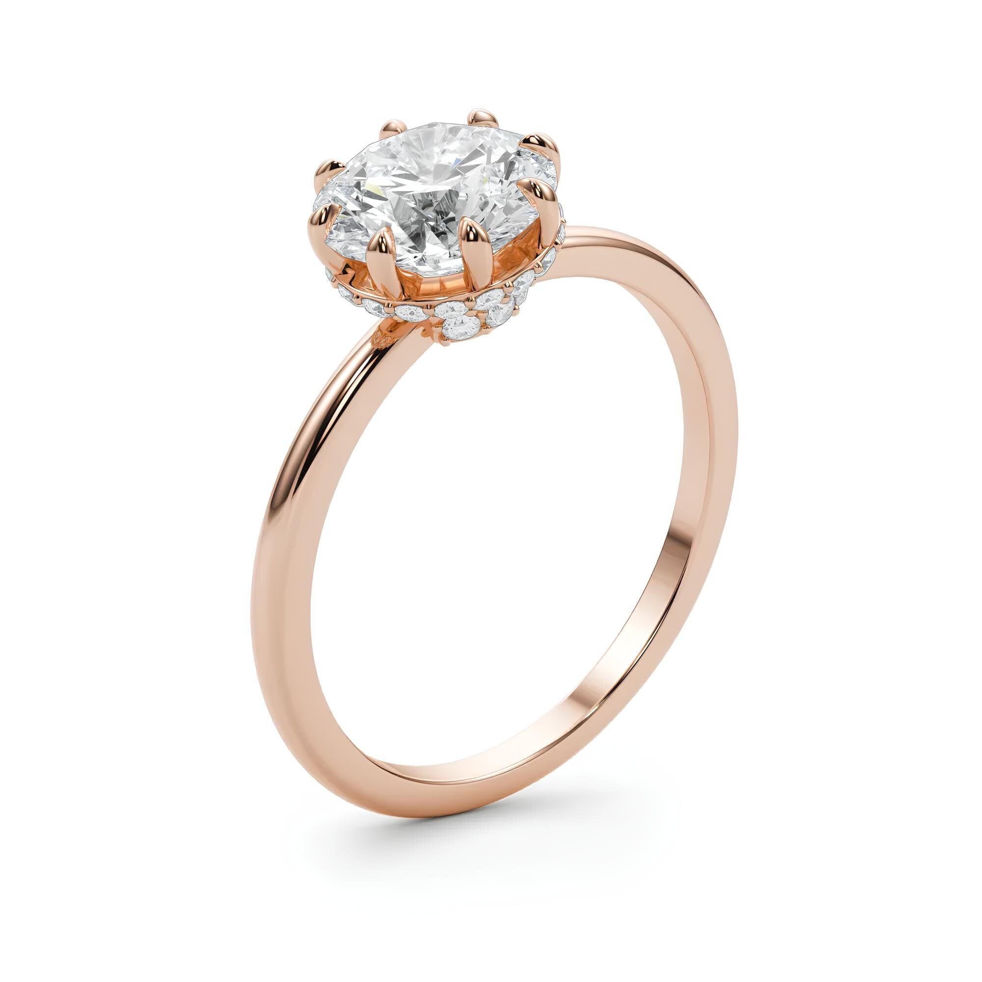 1.50 Carat Certified VS/SI Lab-Grown Diamond Hidden Halo Vintage Engagement Ring – 14K Solid Gold Wedding, Anniversary, or Promise Ring