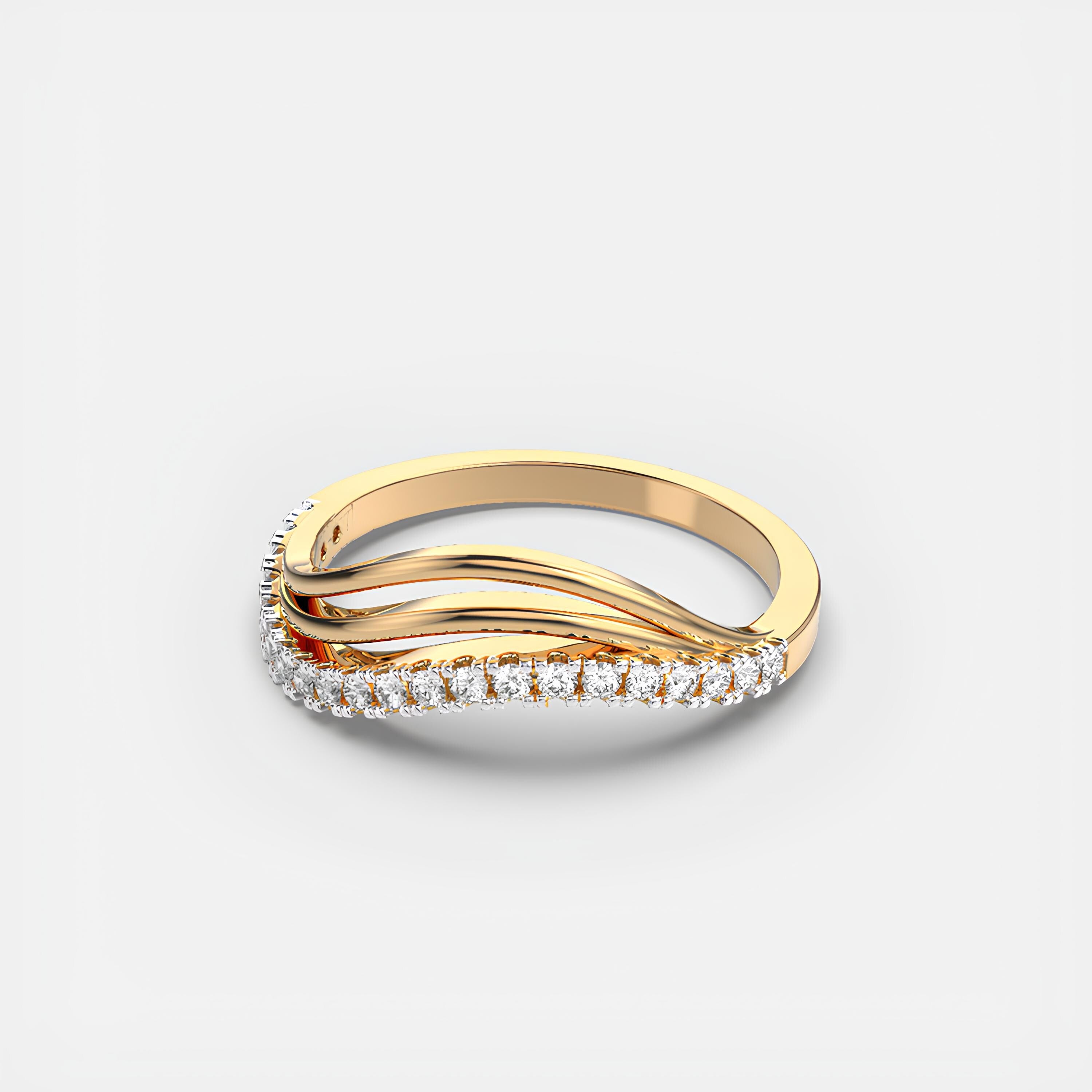 Round EF VS/SI Lab-Created Diamond Half Eternity Wedding Band – 14K Solid Gold