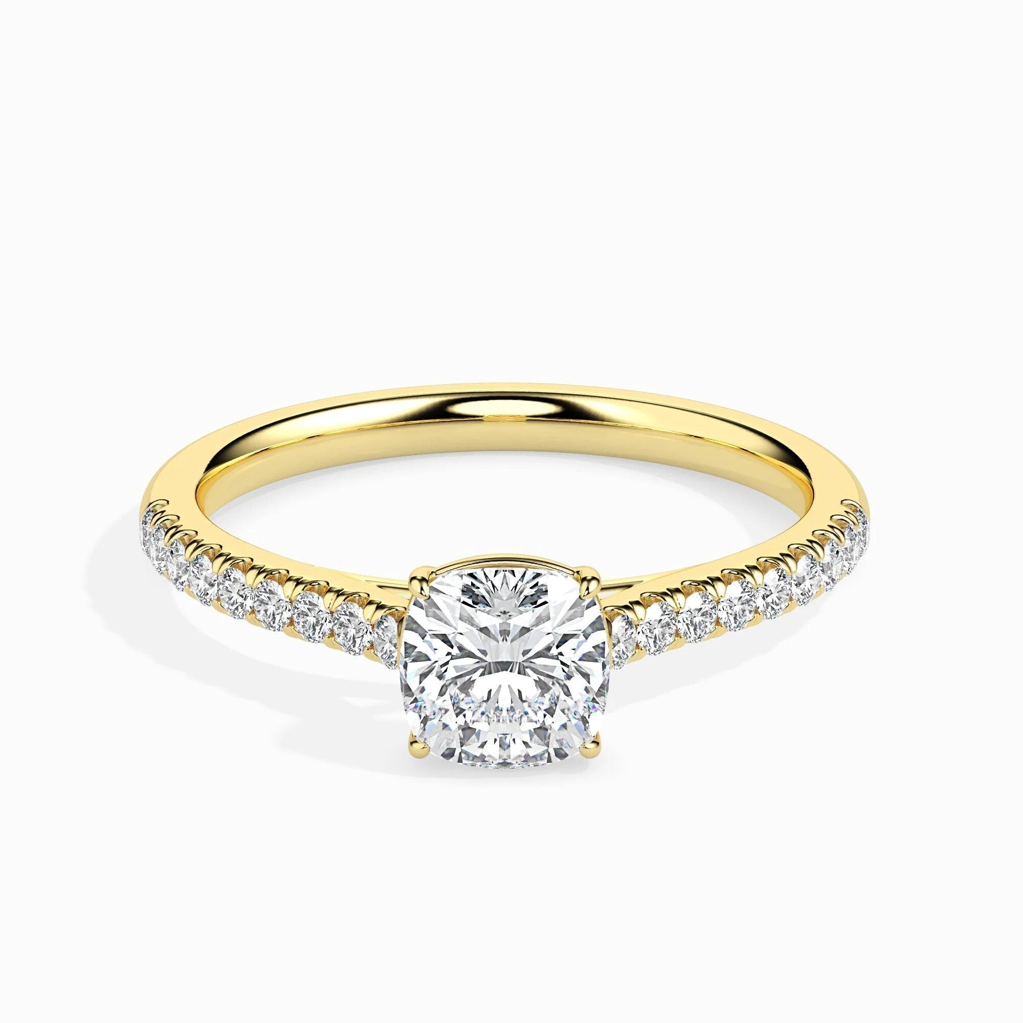 Certified 0.50 Ct EF VS/SI Lab-Grown Cushion Diamond Solitaire Engagement Ring – Solid Gold Setting with Conflict-Free Diamond
