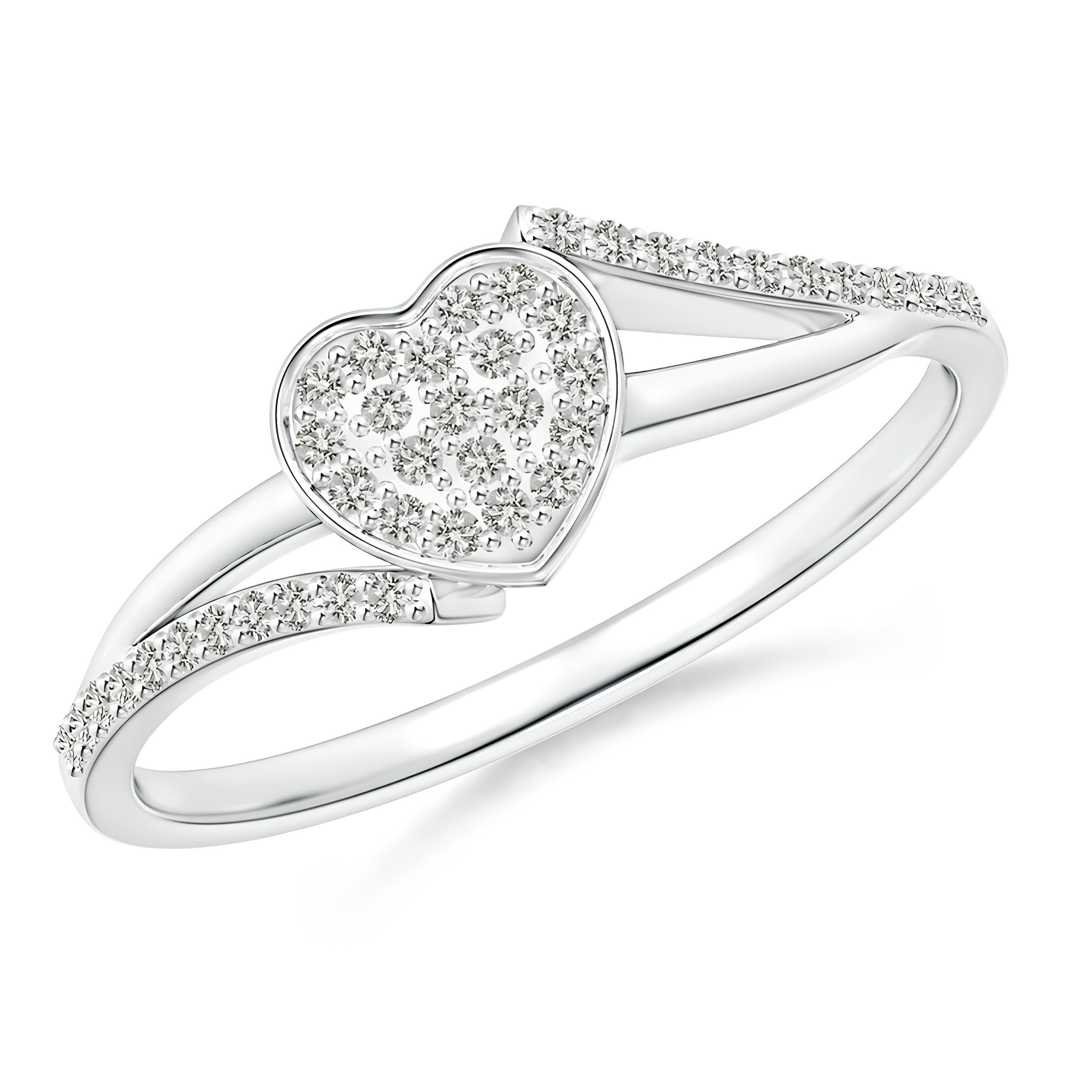 Composite Heart Diamond Ring EF VS/SI Lab-Created Diamond Half Eternity Wedding Band for Women in 14K Solid Gold