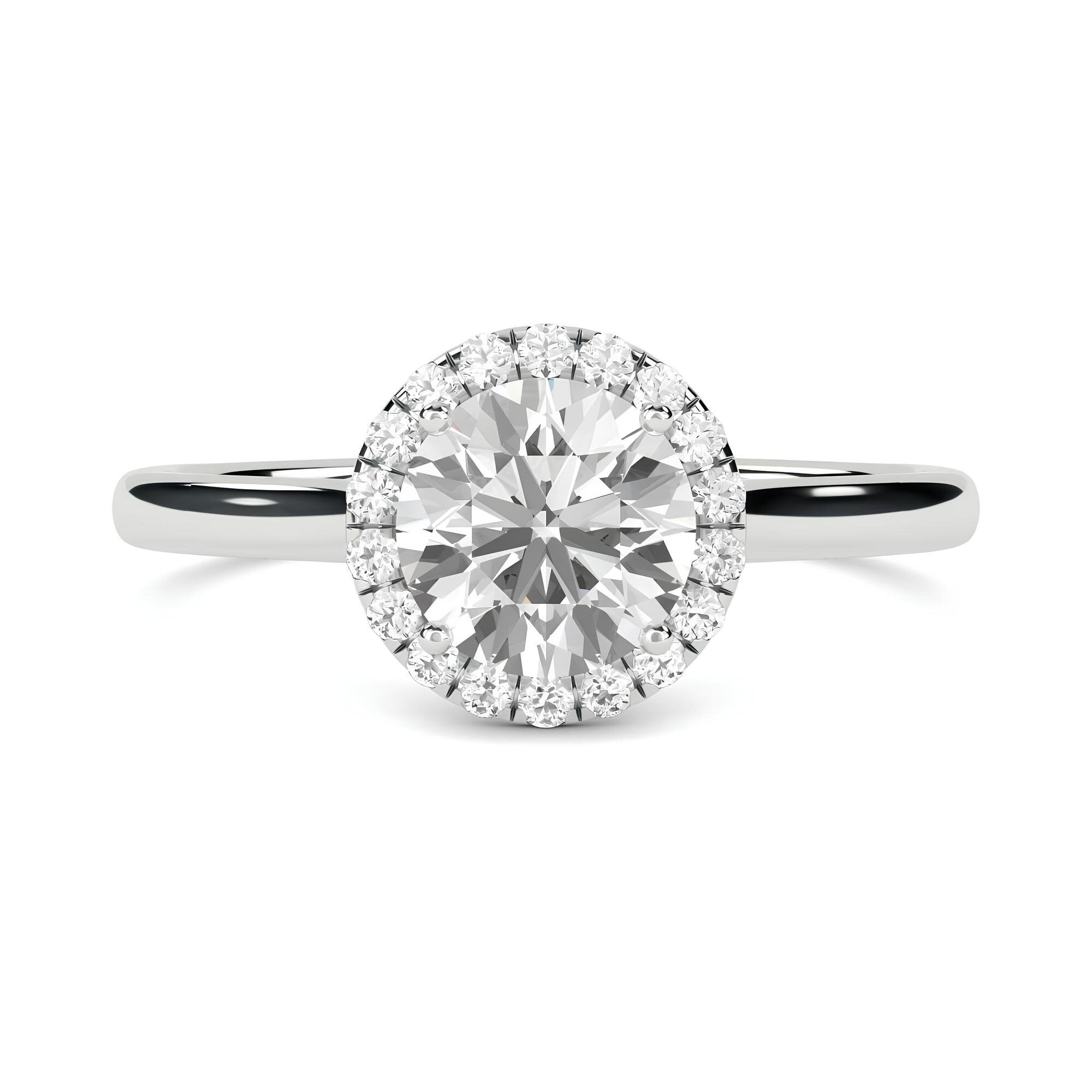 2.00 CTW Round Lab-Grown Diamond Halo Engagement Ring – EF VS/SI Certified Diamonds – Elegant Round Cut Diamond Ring for Women