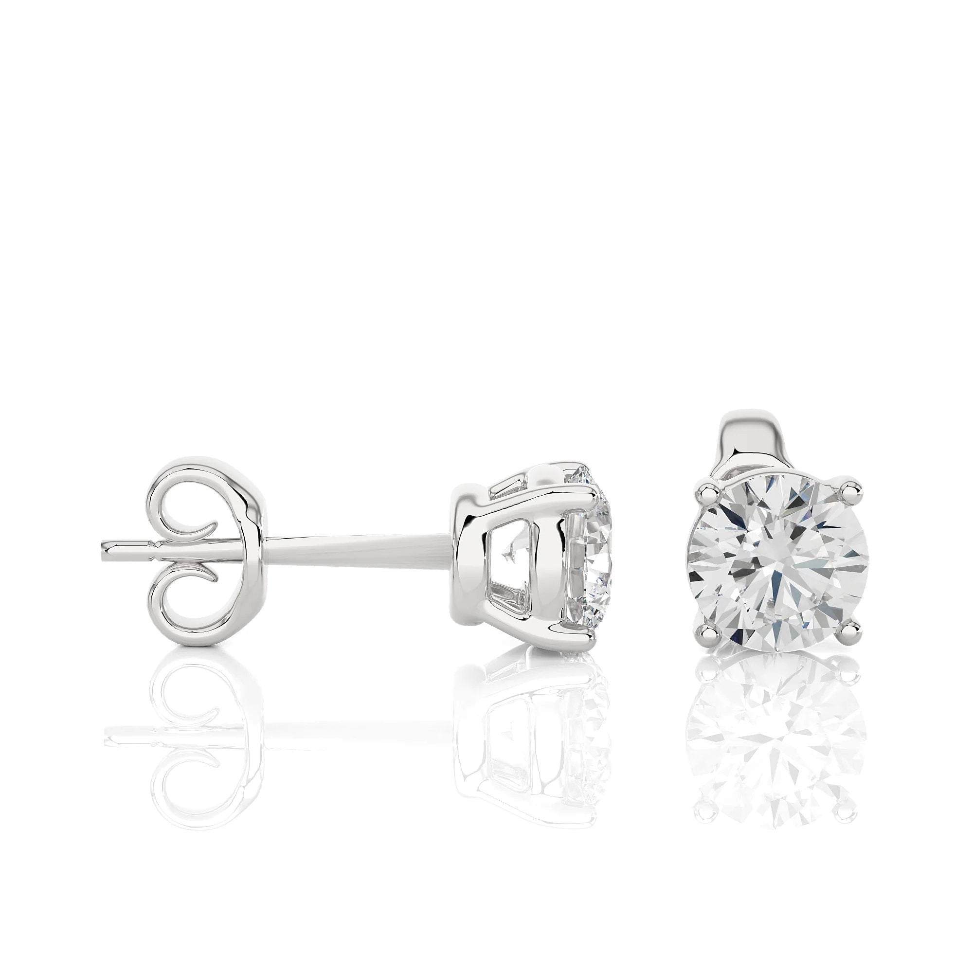 0.25–4.00 TCW Round Cut Lab-Grown Diamond Stud Earrings 14K Gold Wedding Earrings for Women