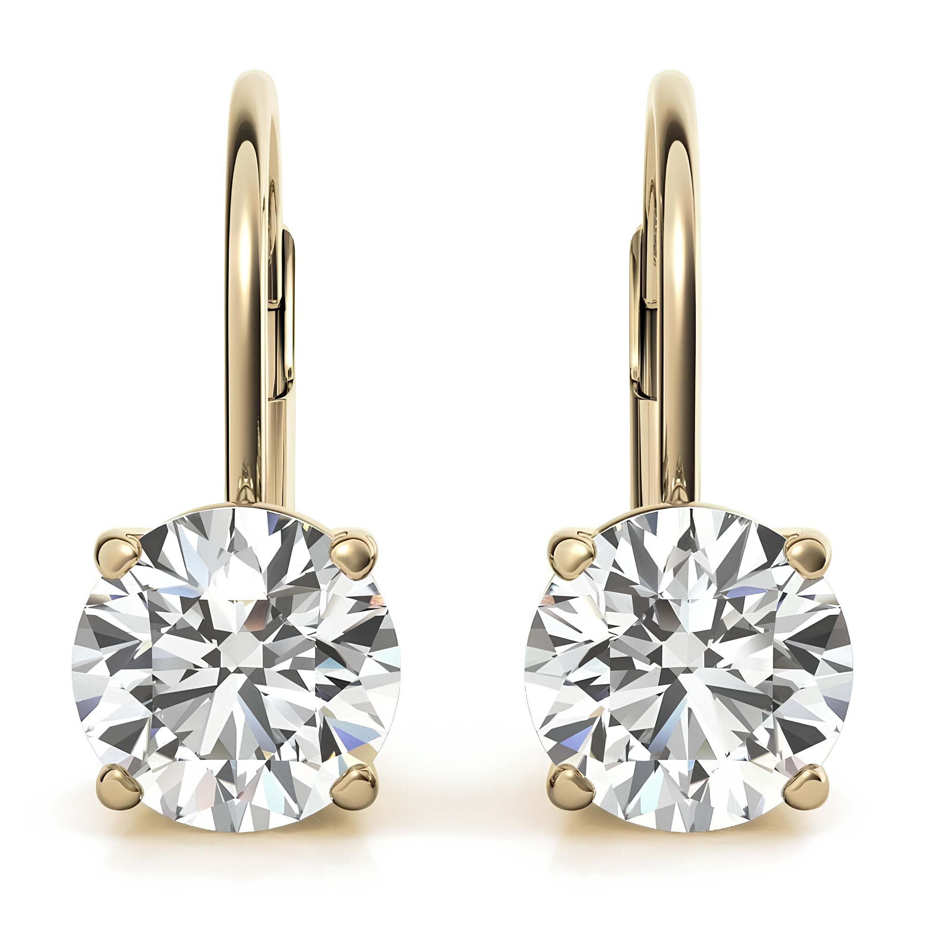 Drop Dangle Earrings 0.25 - 4.00 CTW Round Cut Lab Grown Diamond Lever back Earrings, Round Diamond Earring For Birthday Anniversary Gifts
