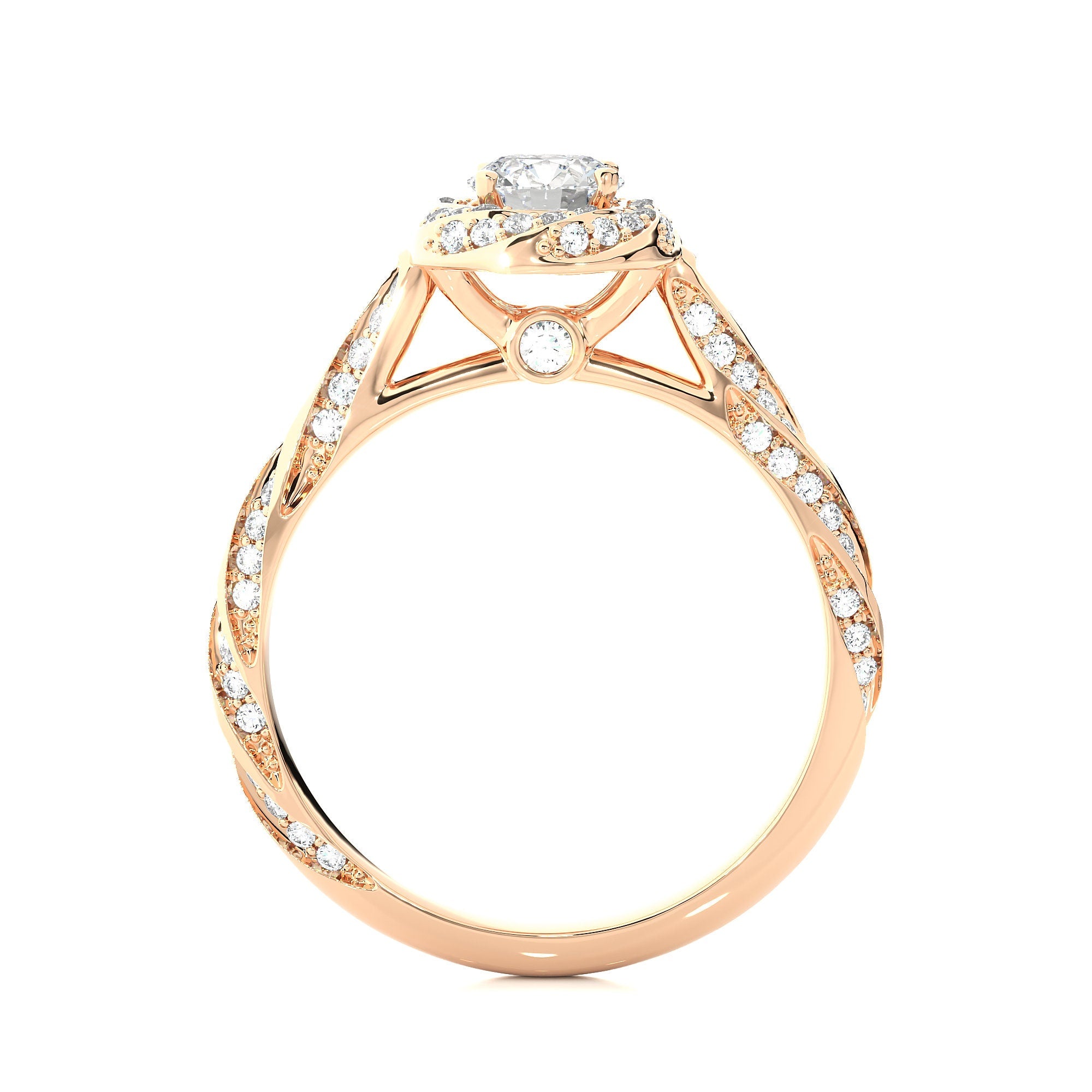 Vintage-Inspired Wedding Ring – 1.00 CT Certified EF VS/SI Lab-Grown Diamond Twisted Halo Engagement Ring | 14K Solid Gold Anniversary or Promise Ring