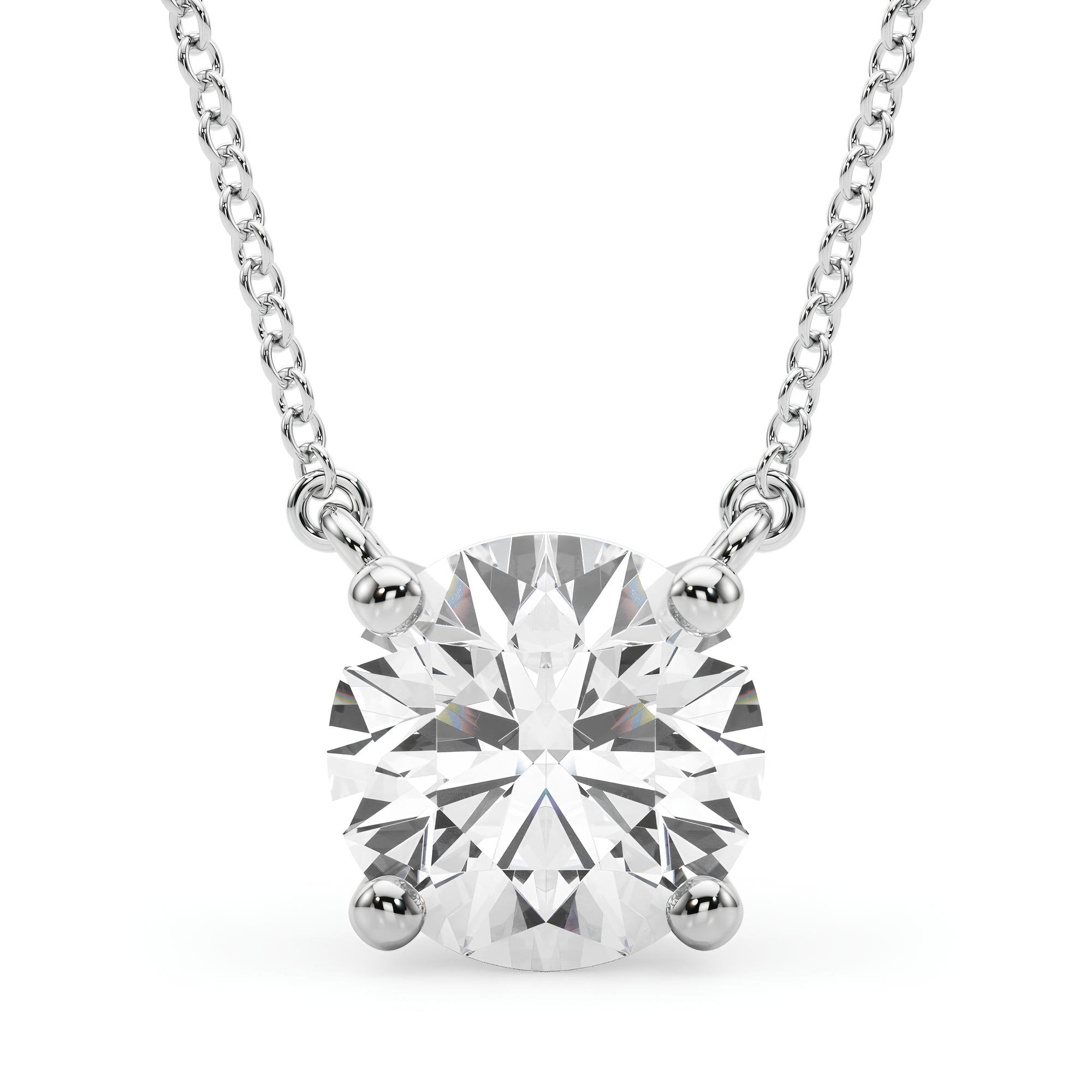 Lab-Grown Round Diamond Pendant Necklace IGI Certified EF VS/SI 0.25 to 2.00 CT 14K Gold Anniversary Gift for Her or Wife
