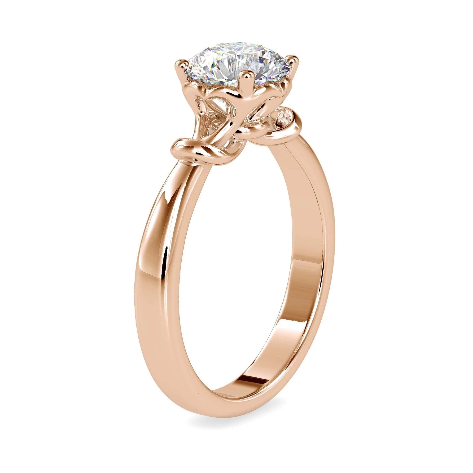 Certified 1.00 Ct Lab-Grown Diamond Unique Solitaire Engagement Ring – 14K Real Gold Wedding & Anniversary Ring