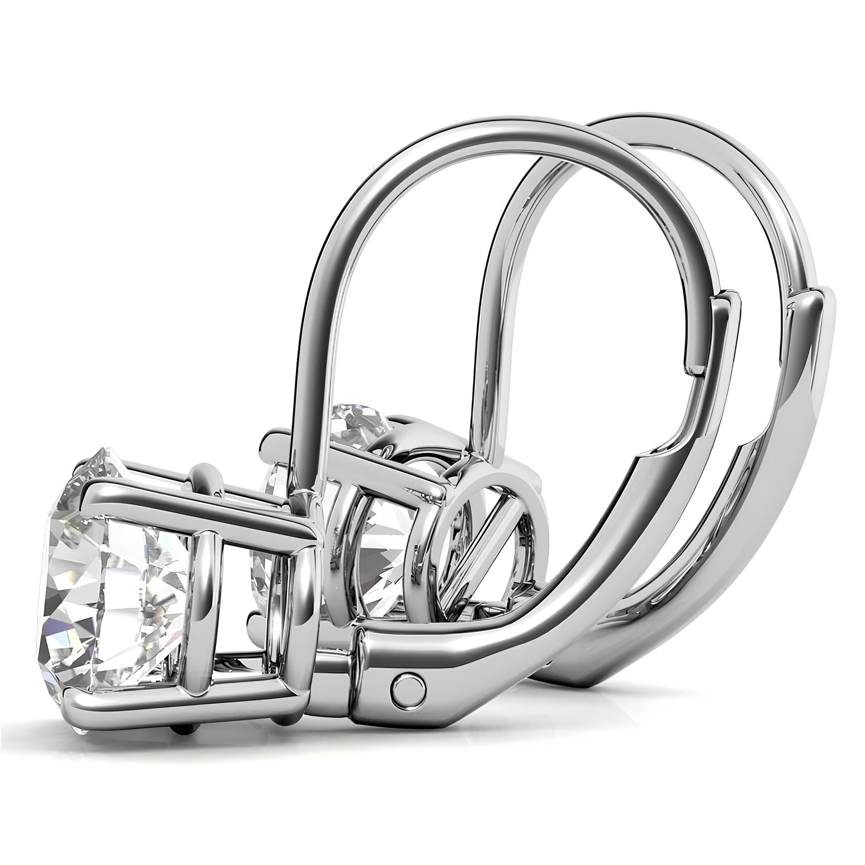 Drop Dangle Earrings 0.25 - 4.00 CTW Round Cut Lab Grown Diamond Lever back Earrings, Round Diamond Earring For Birthday Anniversary Gifts