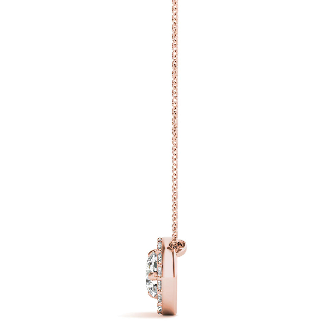 1.00 Carat Lab Grown Round Diamond Half Moon Gold Pendant Necklace, IGI Certified Diamond Pendant Chain, Anniversary Gift, Gift For Women's