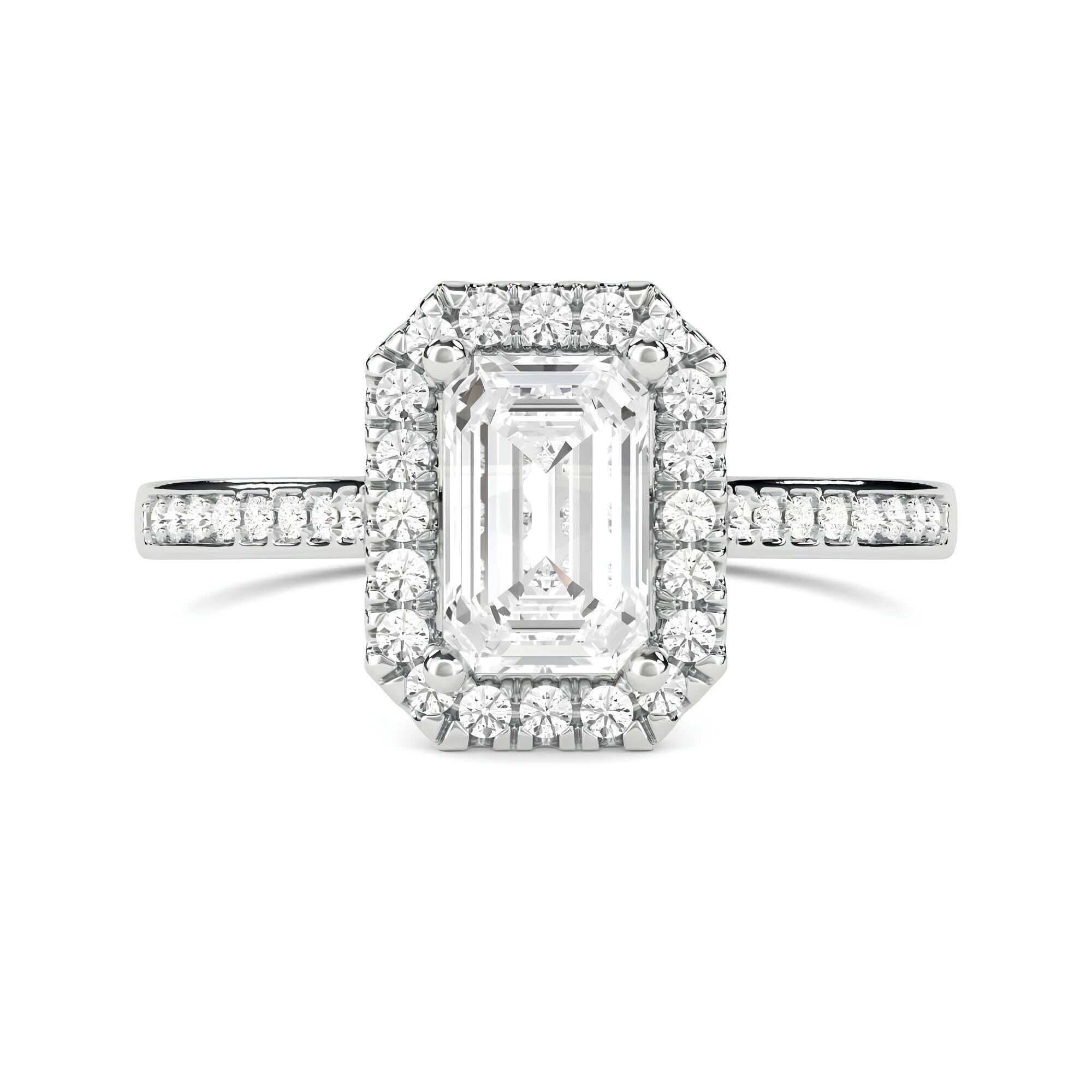 Stunning 1.00 CT EF VS/SI Lab-Grown Emerald Diamond Halo Ring in 14K Solid Gold IGI Certified Engagement or Wedding Ring