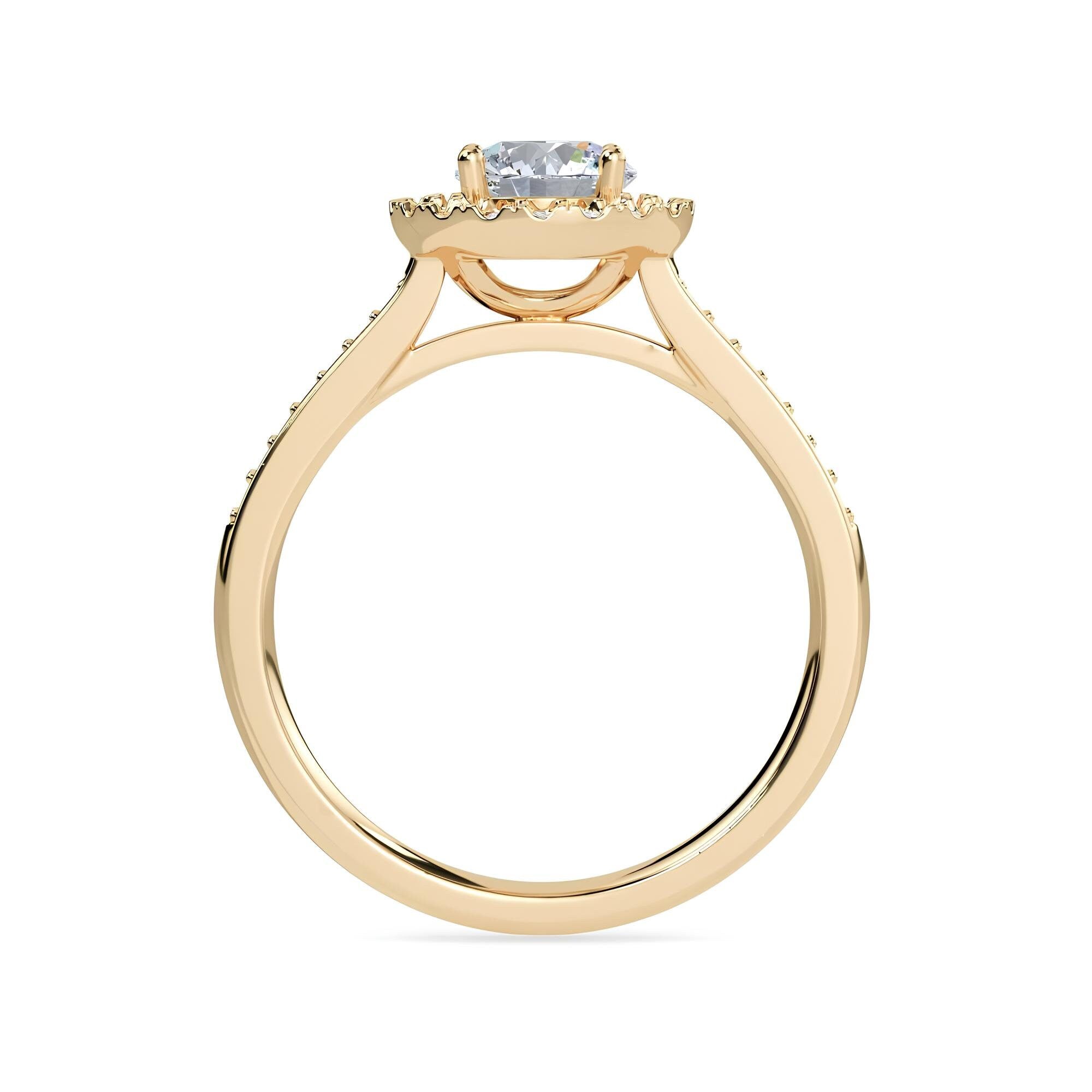1.00 CT Round Lab-Grown Diamond Halo Engagement Ring EF VS/SI Certified Diamond in 14K Gold