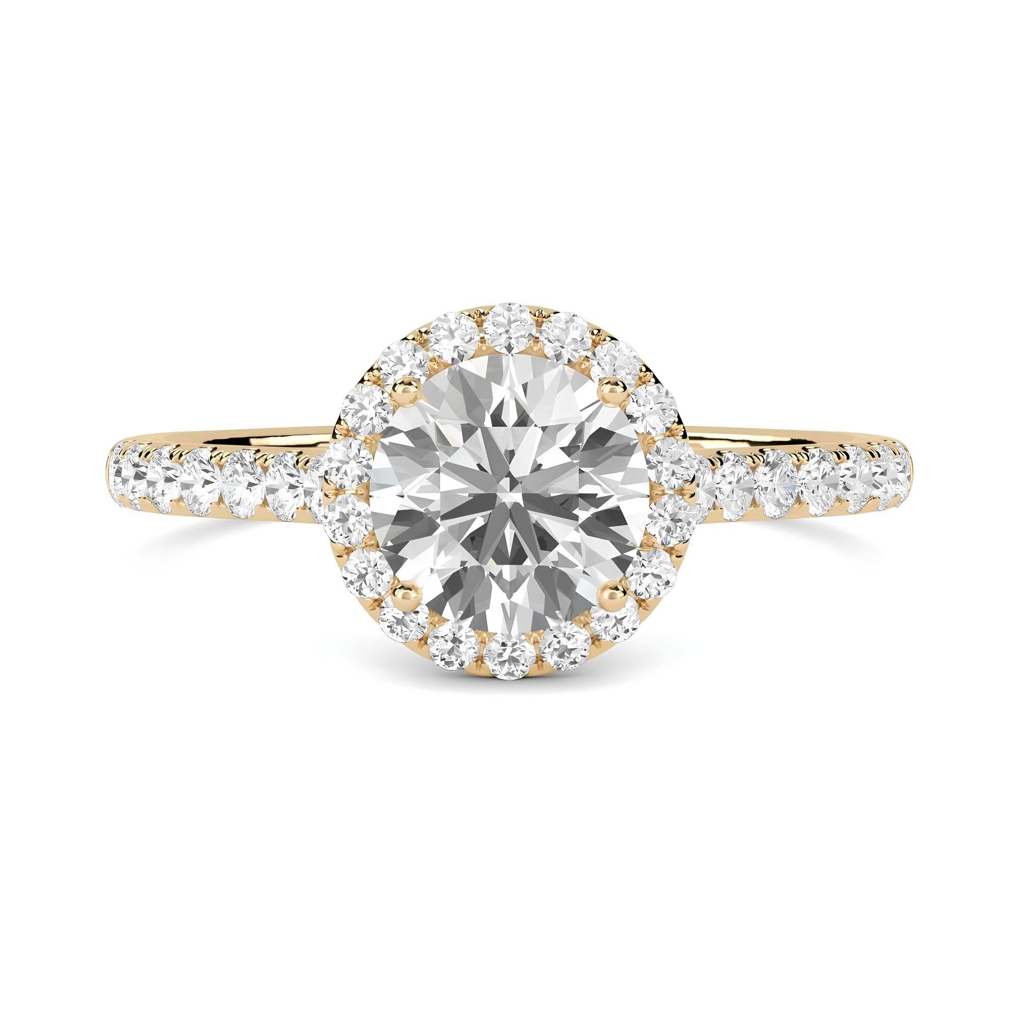 1.00 CT Round Lab-Grown Diamond Halo Engagement Ring EF VS/SI Certified Diamond in 14K Gold