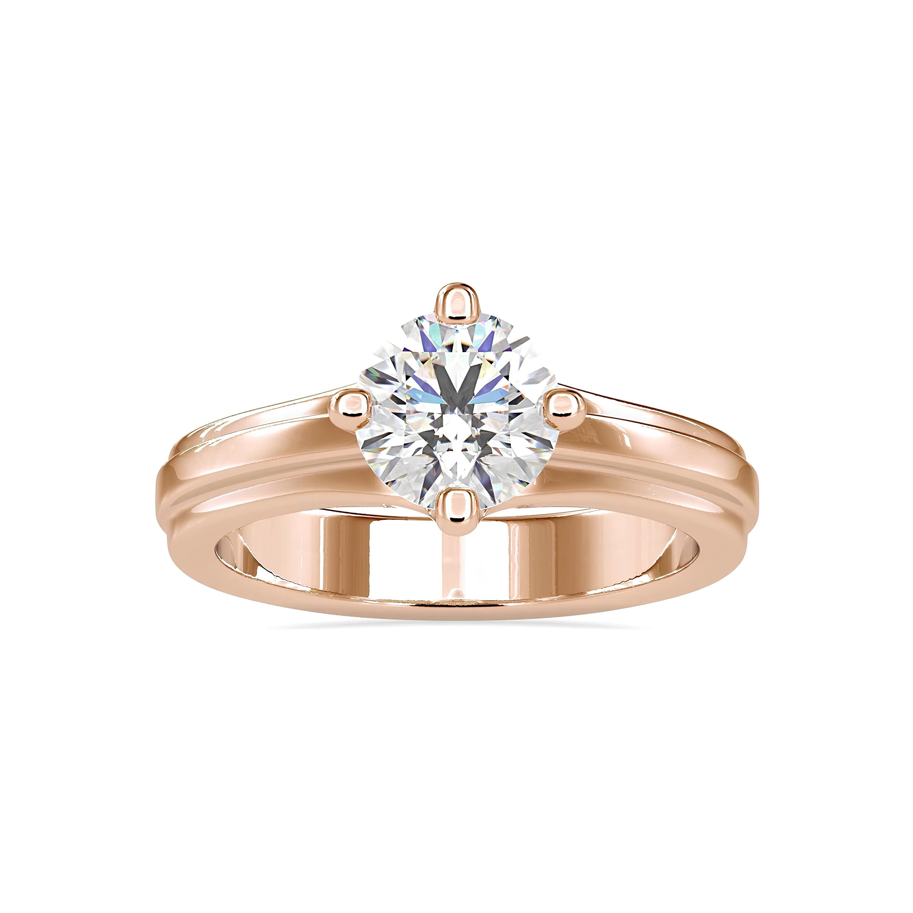 IGI Certified Lab-Grown Diamond Solitaire Engagement Ring – 0.25 to 2.00 Ct EF VS/SI Diamond – 14K Solid Gold Anniversary Ring