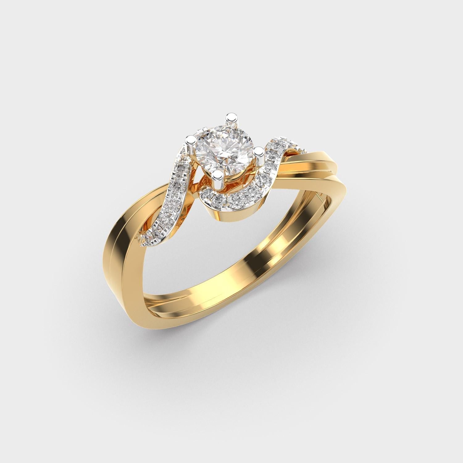 Delicate 1.00 CTW Round Lab-Grown Diamond Twisted Halo Ring Certified EF VS/SI Engagement Wedding Band