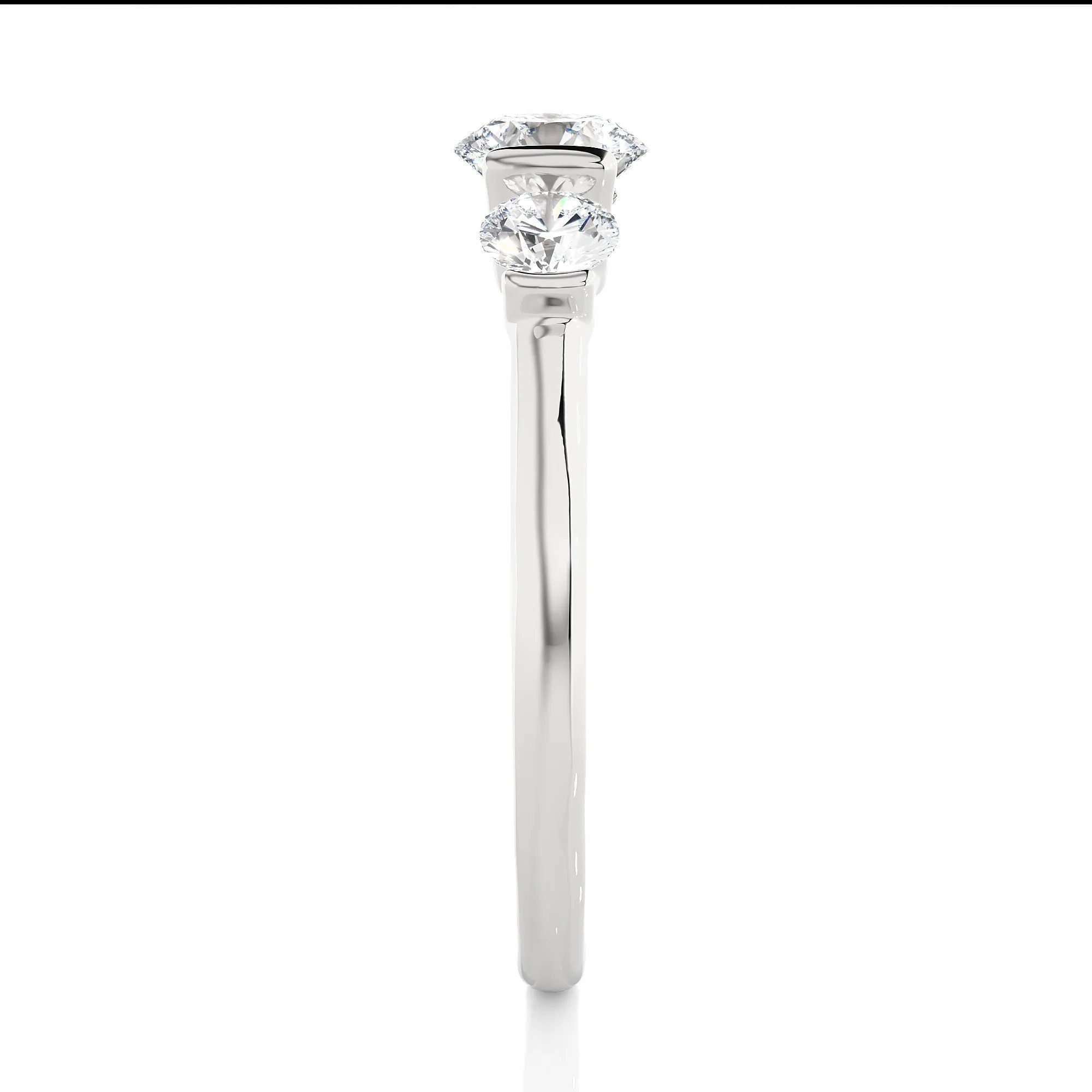 Round Three-Stone Engagement Ring in 14K Gold EF VS/SI Lab-Created Excellent Cut Diamonds Promise, Wedding, or Anniversary Ring for Her