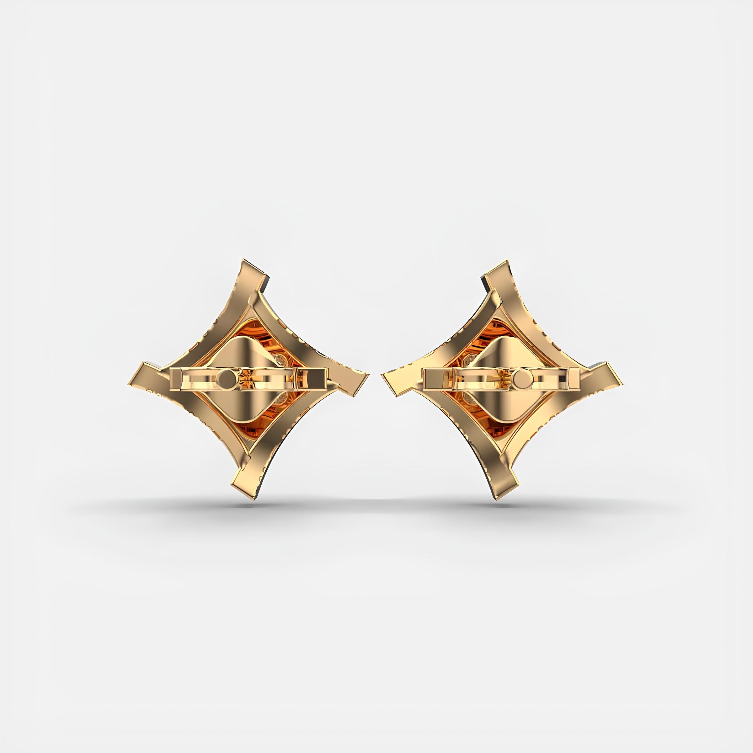 Round Diamond Cluster Stud Earrings EF VS/SI Lab-Grown Diamonds in 14K Solid Gold Minimalist Christmas Gift