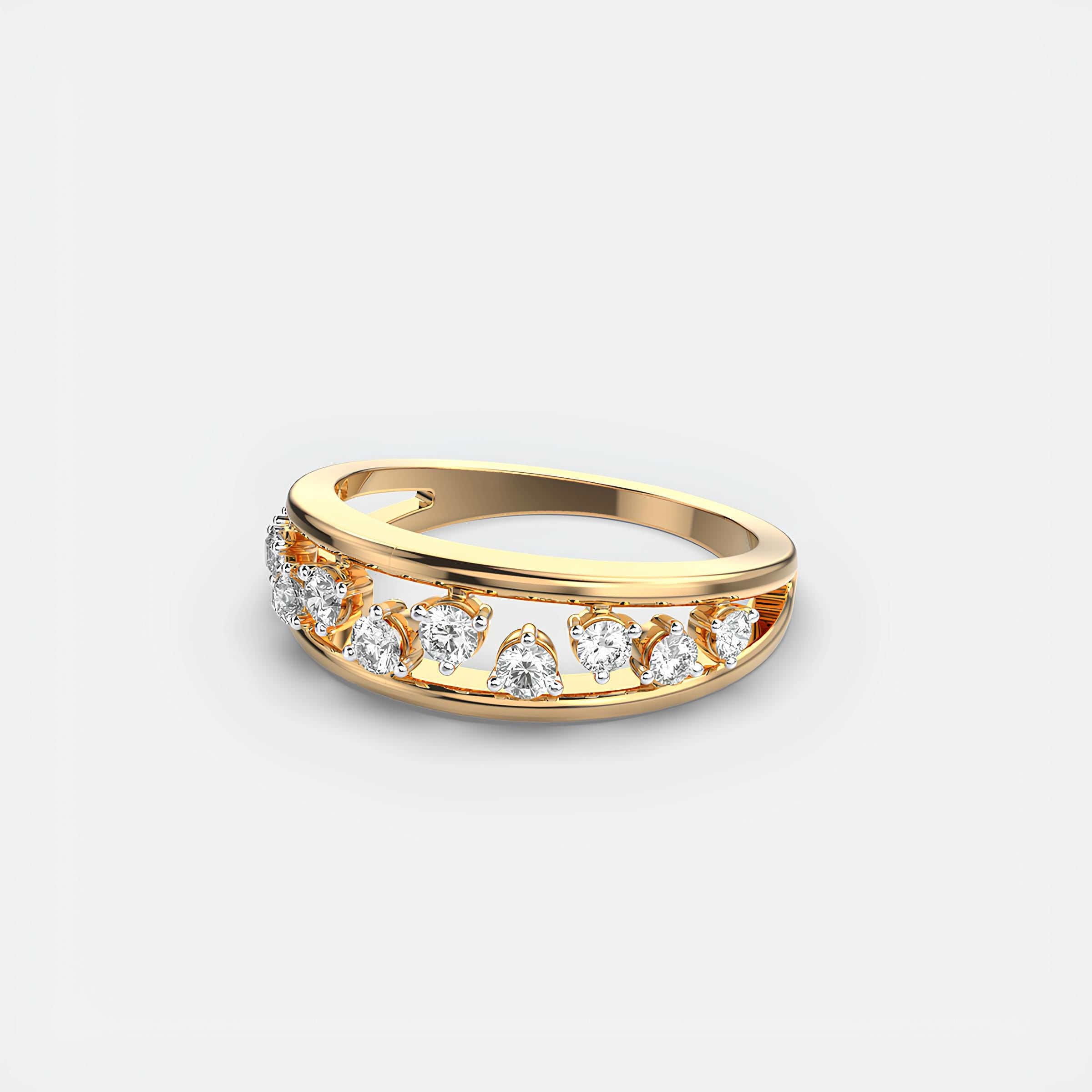 Valentine Forever EF Lab Grown Diamond Half Eternity Wedding Band 14K Solid Gold