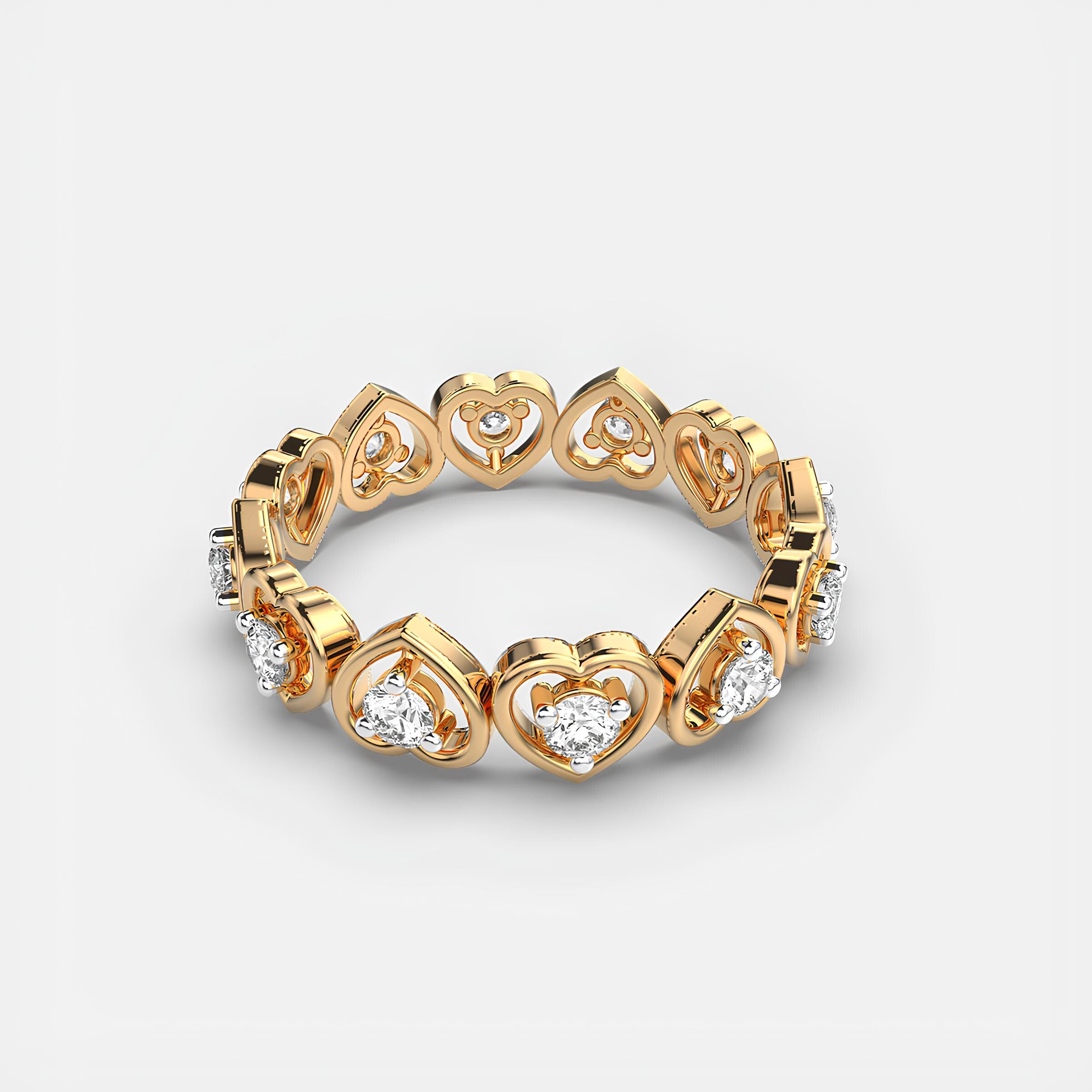 Heartbeats Full Eternity Band – EF VS/SI Lab-Created Diamonds in 14K Solid Gold