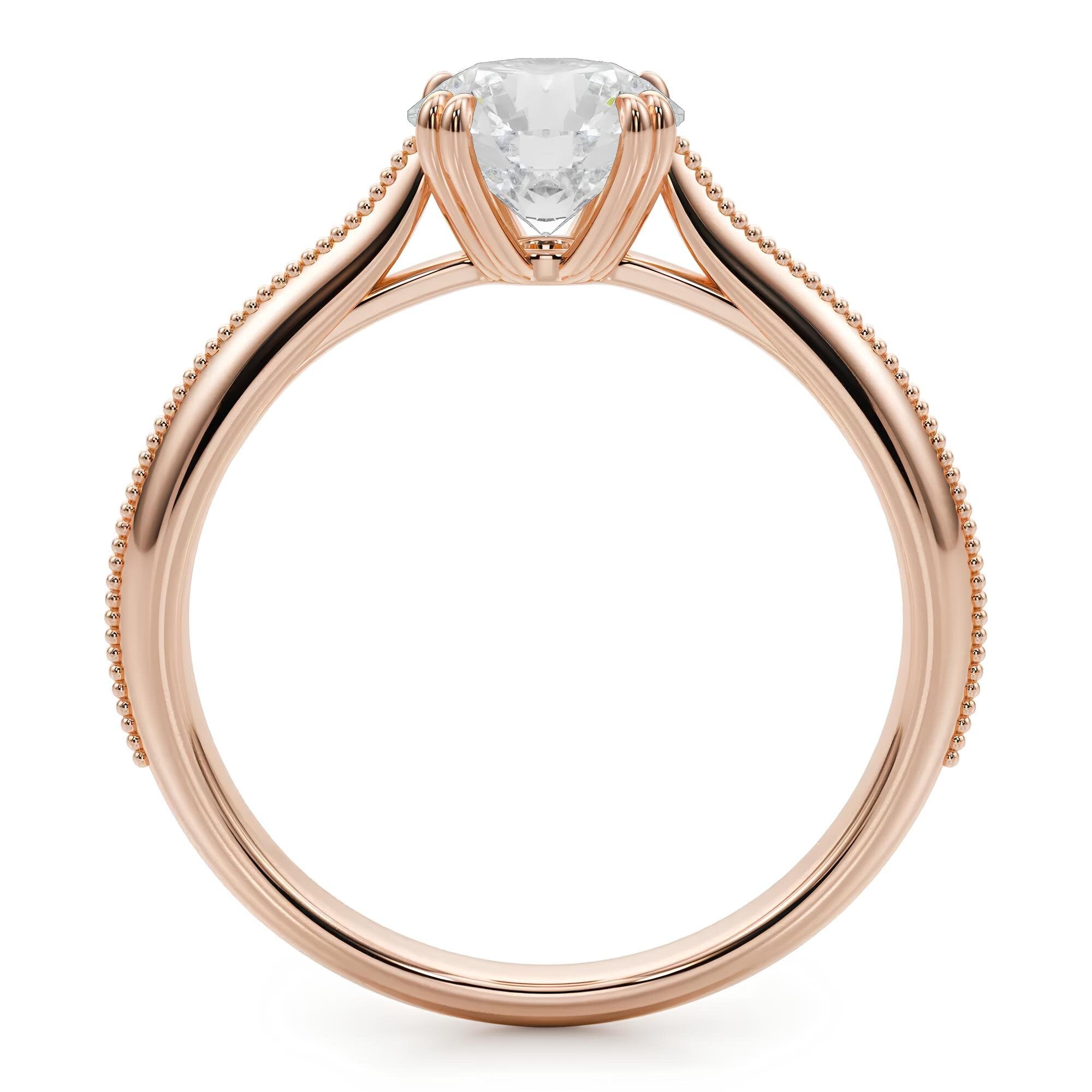 Polly Vintage Ring IGI Certified 0.25 - 2.00 Ct Lab Grown Diamond Solitaire Engagement Ring / 14K Real Gold Ring / Diamonds Wedding Rings