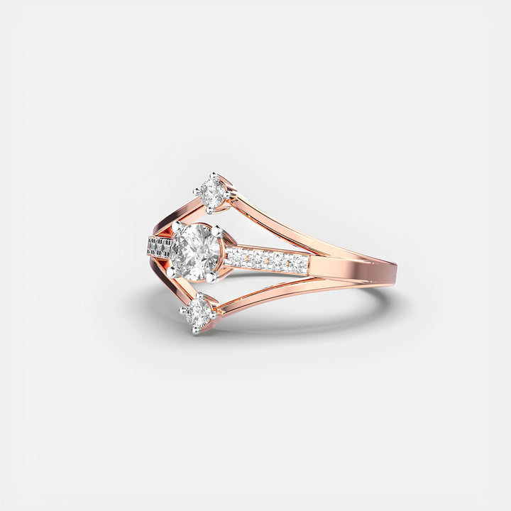 Pretty Lab Grown Diamond Round Half Eternity Engagement Ring 14K Yellow Gold