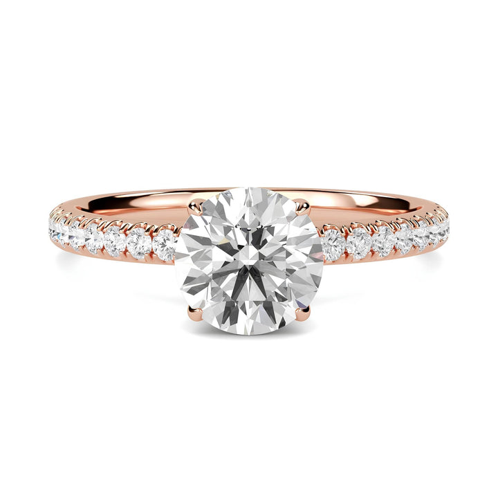 1.50 Carat Lab Grown Diamond Engagement Ring – Low Set Hidden Halo Vintage Style in 14K Solid Gold – Promise or Wedding Ring for Valentine's Day