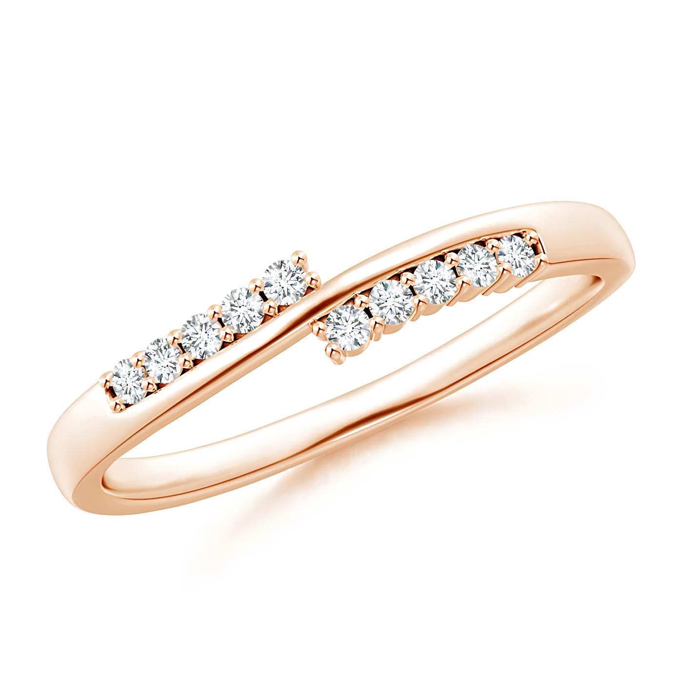 Delicate Diamond Ring Lab Created Diamond 14K Solid Rose Gold Wedding Band Woman's Half Eternity Wedding Ring