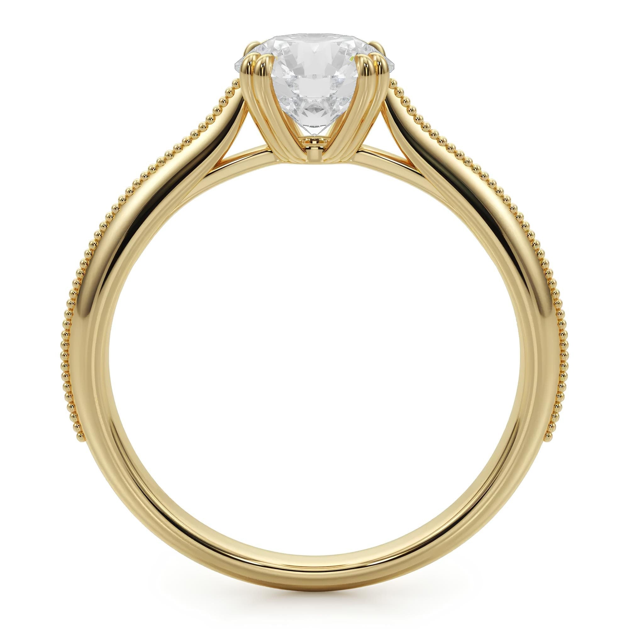 Polly Vintage Ring IGI Certified 0.25 - 2.00 Ct Lab Grown Diamond Solitaire Engagement Ring / 14K Real Gold Ring / Diamonds Wedding Rings