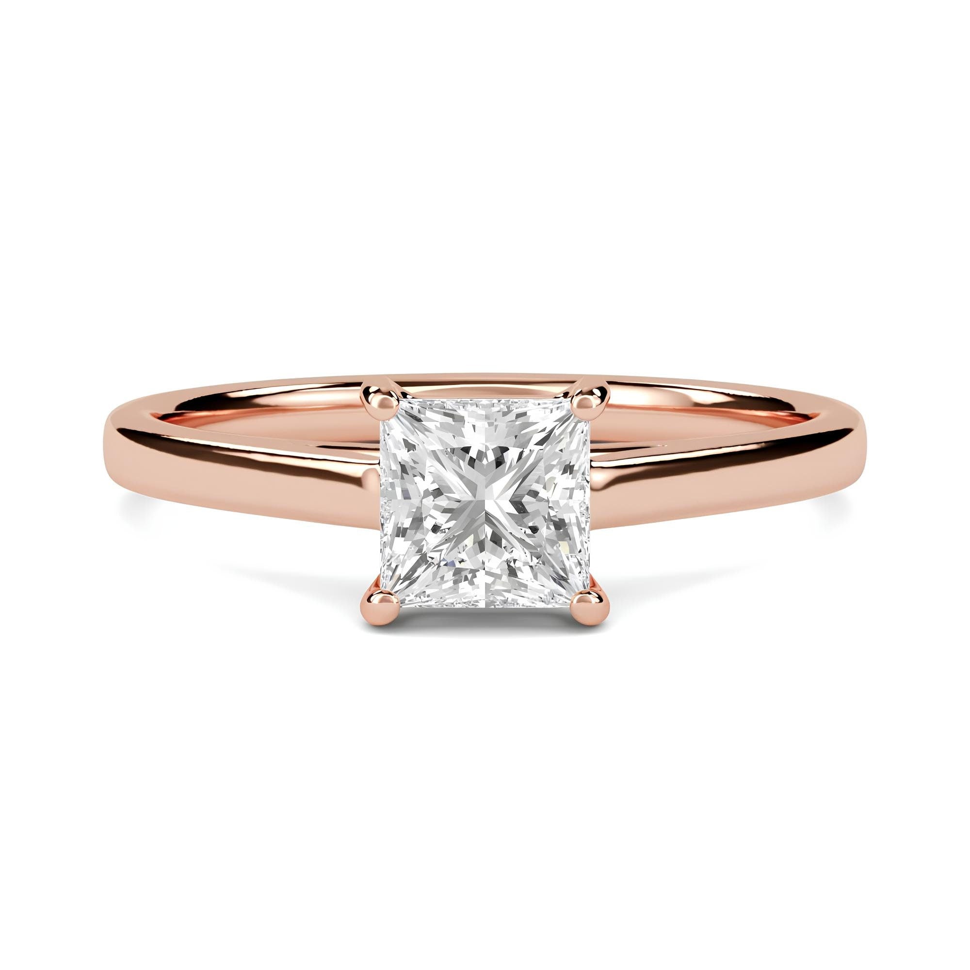 1.00 CT Princess Cut Lab-Grown Diamond Solitaire Engagement Ring – EF VS/SI Clarity in 14K Solid Gold | Timeless Wedding or Anniversary Band