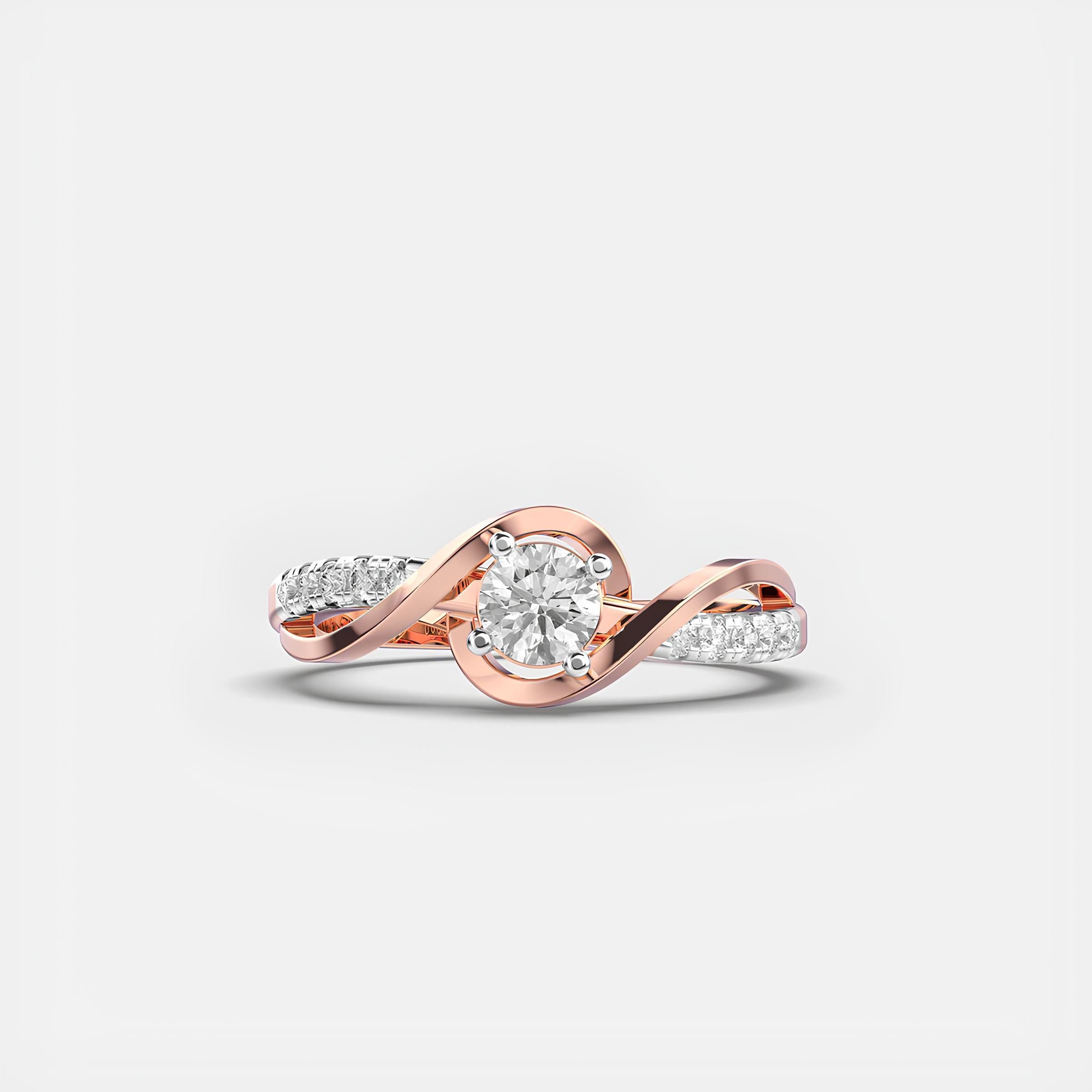 Elegant Twisted Diamond Ring – 14K Solid Gold with EF VS/SI Lab-Created Diamond | Anniversary or Wedding Band